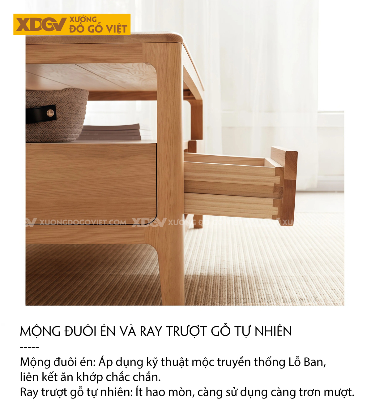 Mẫu Bàn Trà Sofa Phòng Khách Gỗ Sồi 2 Tầng Thiết Kế Đối Xứng