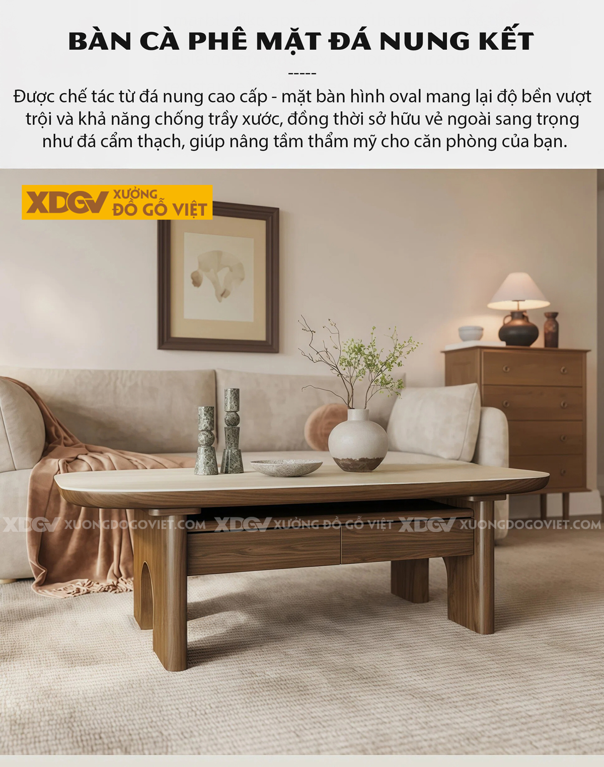 Mẫu Bàn Trà Sofa Phòng Khách Gỗ Sồi Kiểu Hình Tháp Hiện Đại