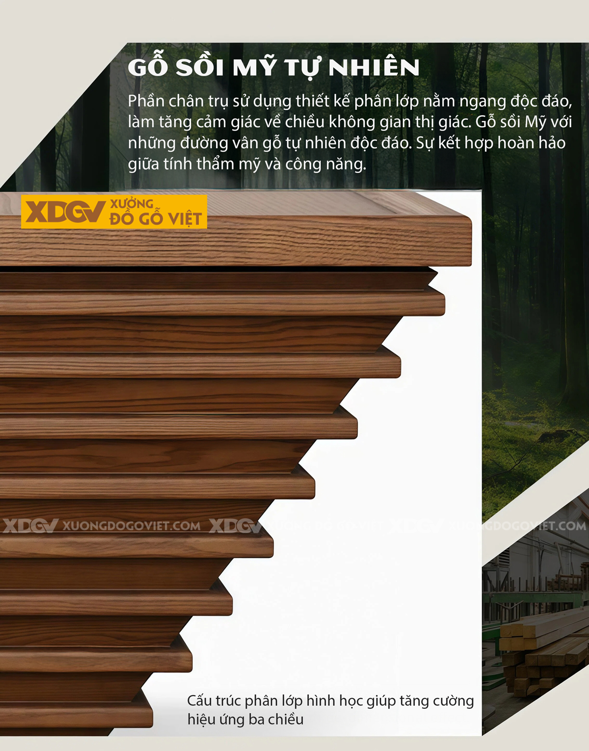 Mẫu Bàn Trà Sofa Phòng Khách Gỗ Sồi Kiểu Hình Tháp Hiện Đại