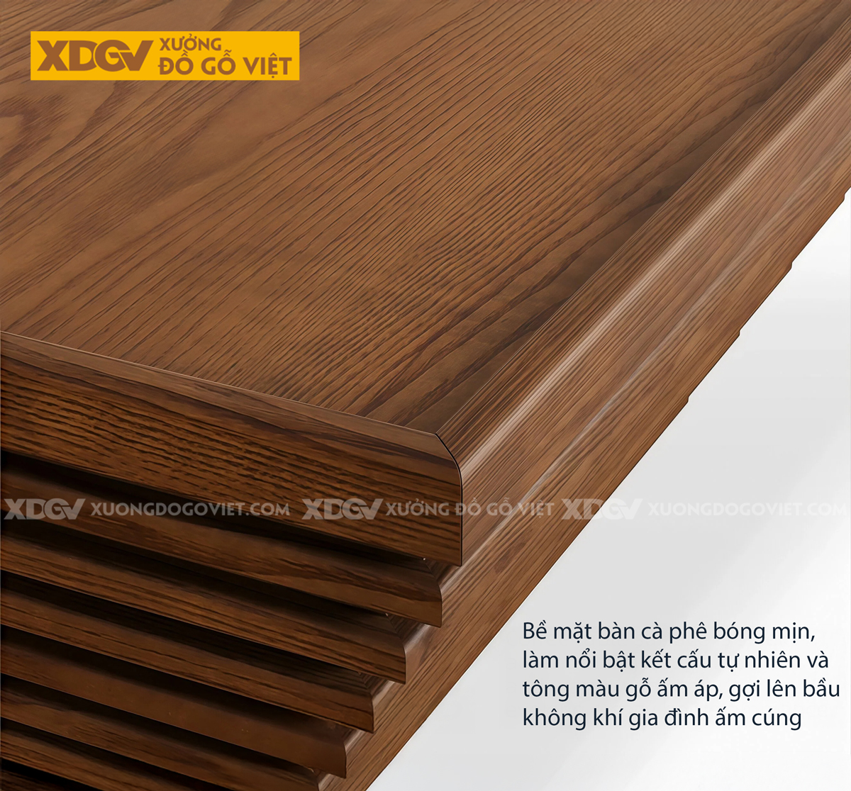 Mẫu Bàn Trà Sofa Phòng Khách Gỗ Sồi Kiểu Hình Tháp Hiện Đại