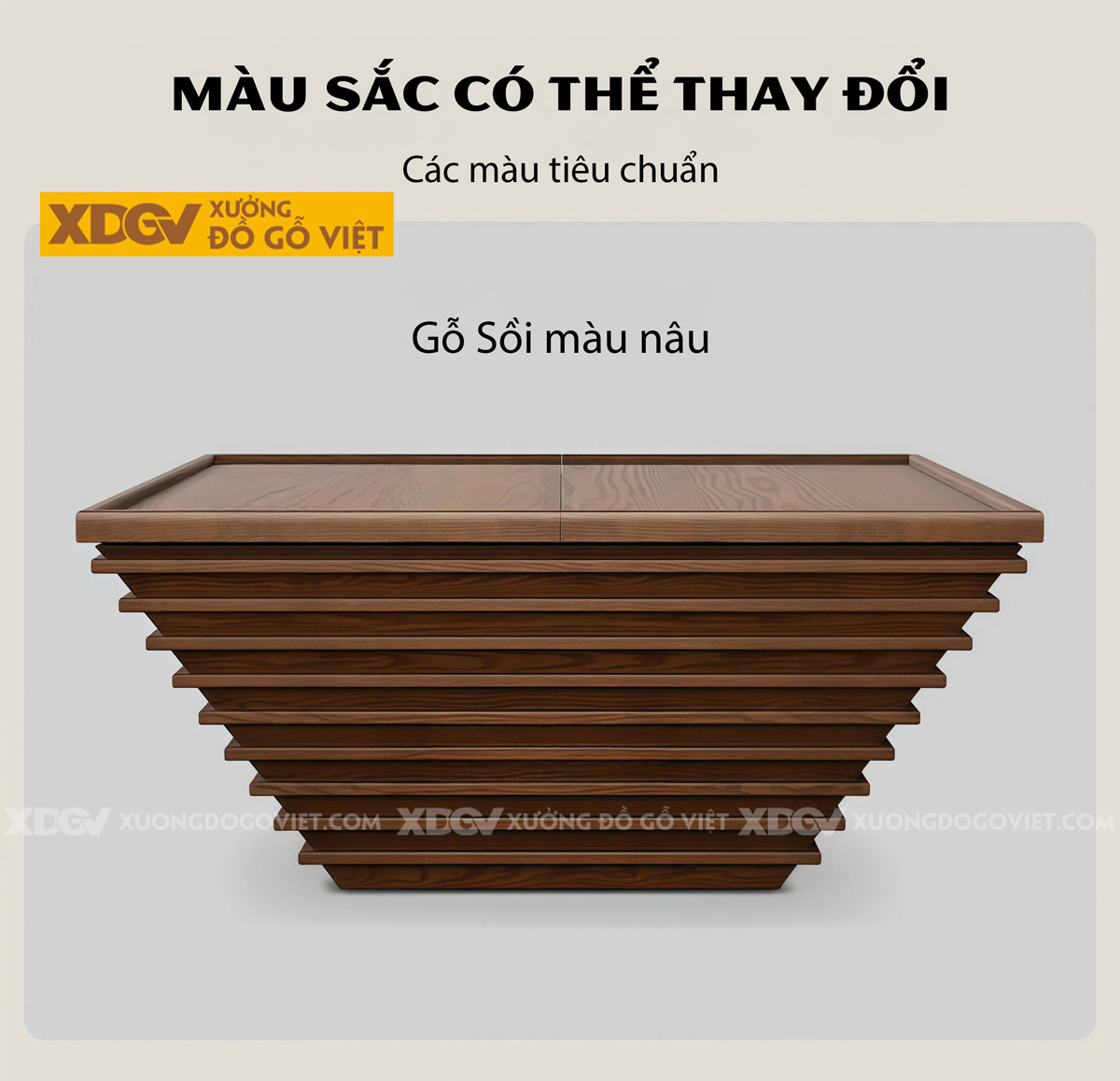 Mẫu Bàn Trà Sofa Phòng Khách Gỗ Sồi Kiểu Hình Tháp Hiện Đại
