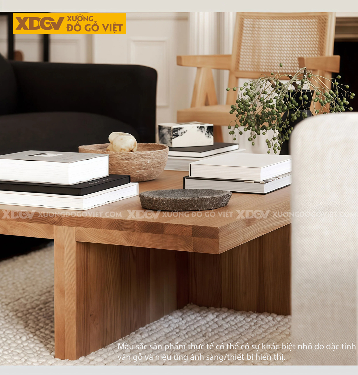 Mẫu Bàn Trà Sofa Phòng Khách Hiện Đại Gỗ Sồi Thiết Kế 2 Chân