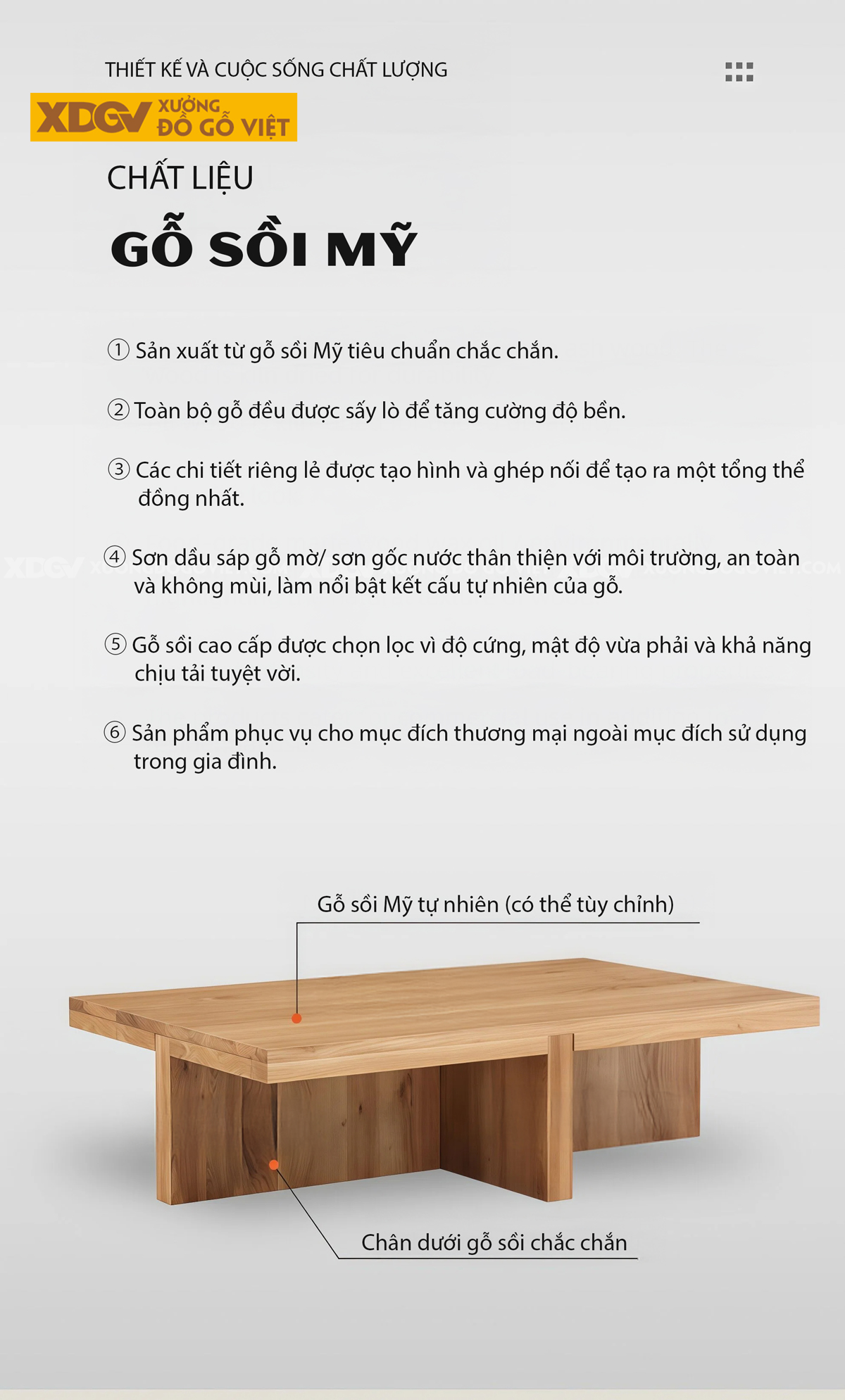 Mẫu Bàn Trà Sofa Phòng Khách Hiện Đại Gỗ Sồi Thiết Kế 2 Chân