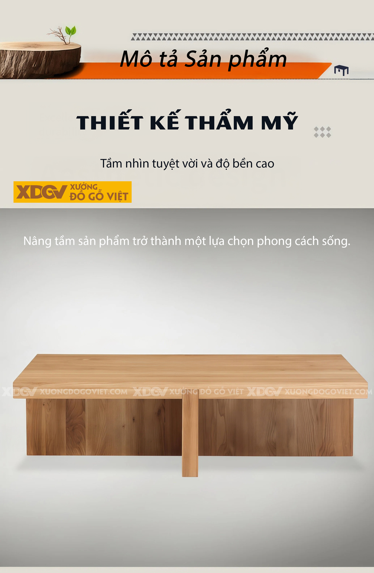 Mẫu Bàn Trà Sofa Phòng Khách Hiện Đại Gỗ Sồi Thiết Kế 2 Chân