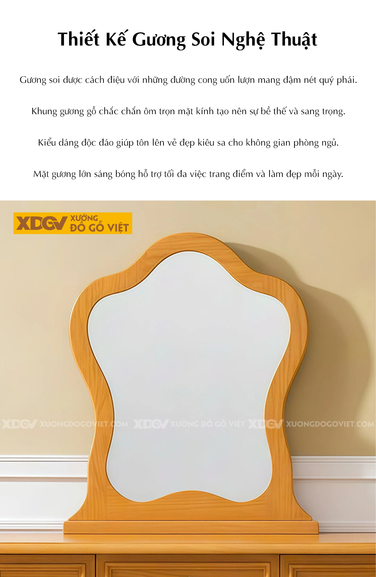 Mẫu Bàn Trang Điểm Để Phòng Ngủ Gỗ Gõ Đỏ Chân Uốn Nghệ Thuật