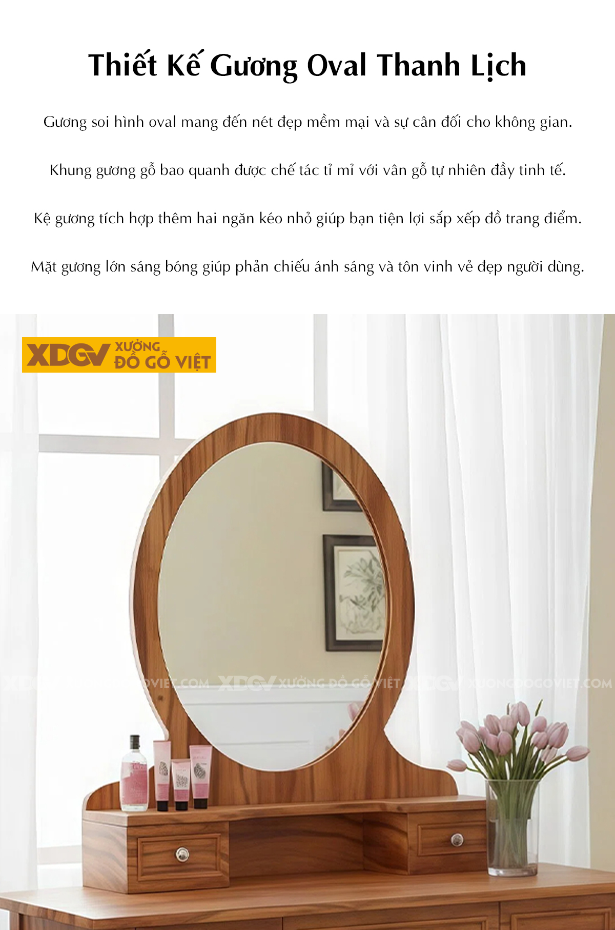 Mẫu Bàn Trang Điểm Để Phòng Ngủ Gỗ Gõ Đỏ Chân Uốn Nghệ Thuật