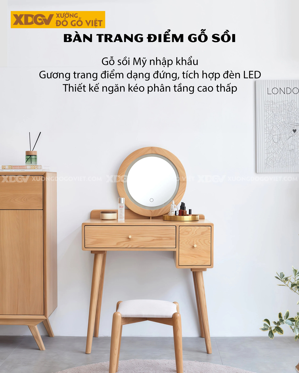 Mẫu Bàn Trang Điểm Gỗ Sồi