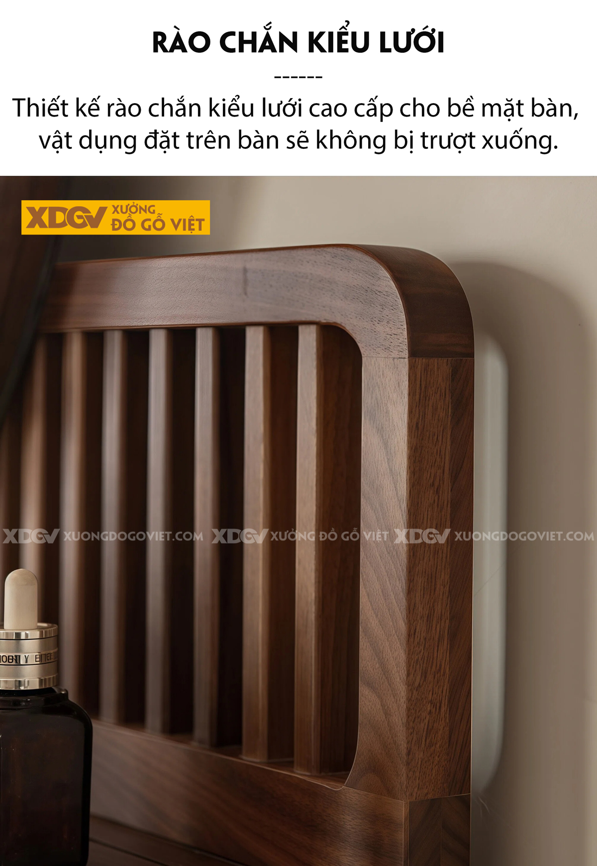 Mẫu Bàn Trang Điểm Phòng Ngủ Gỗ Veneer Sồi Phối Tủ Kính Sọc