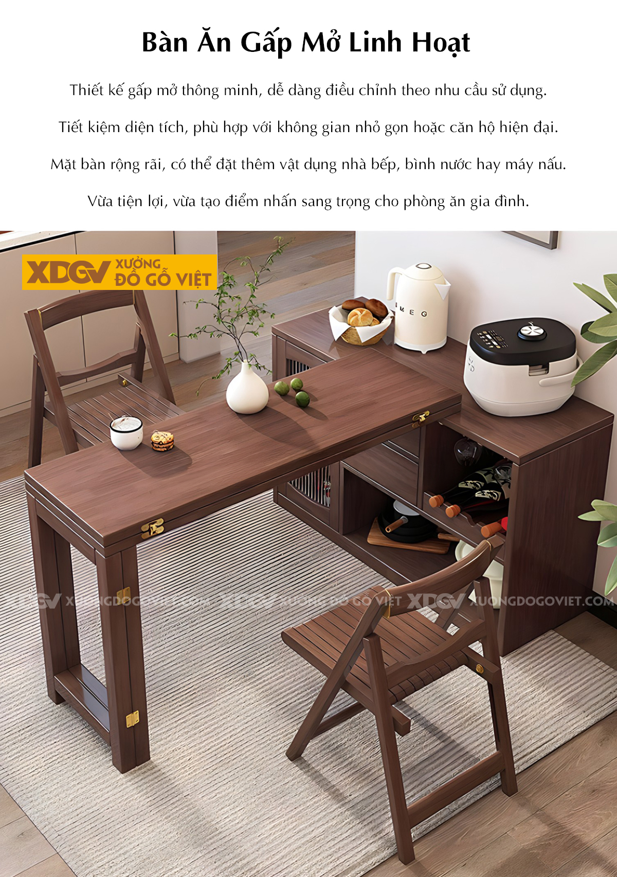 Mẫu Bộ Bàn Ăn Phòng Bếp Gỗ Óc Chó Tựa Vòm Cong Bo Ôm Cơ Thể