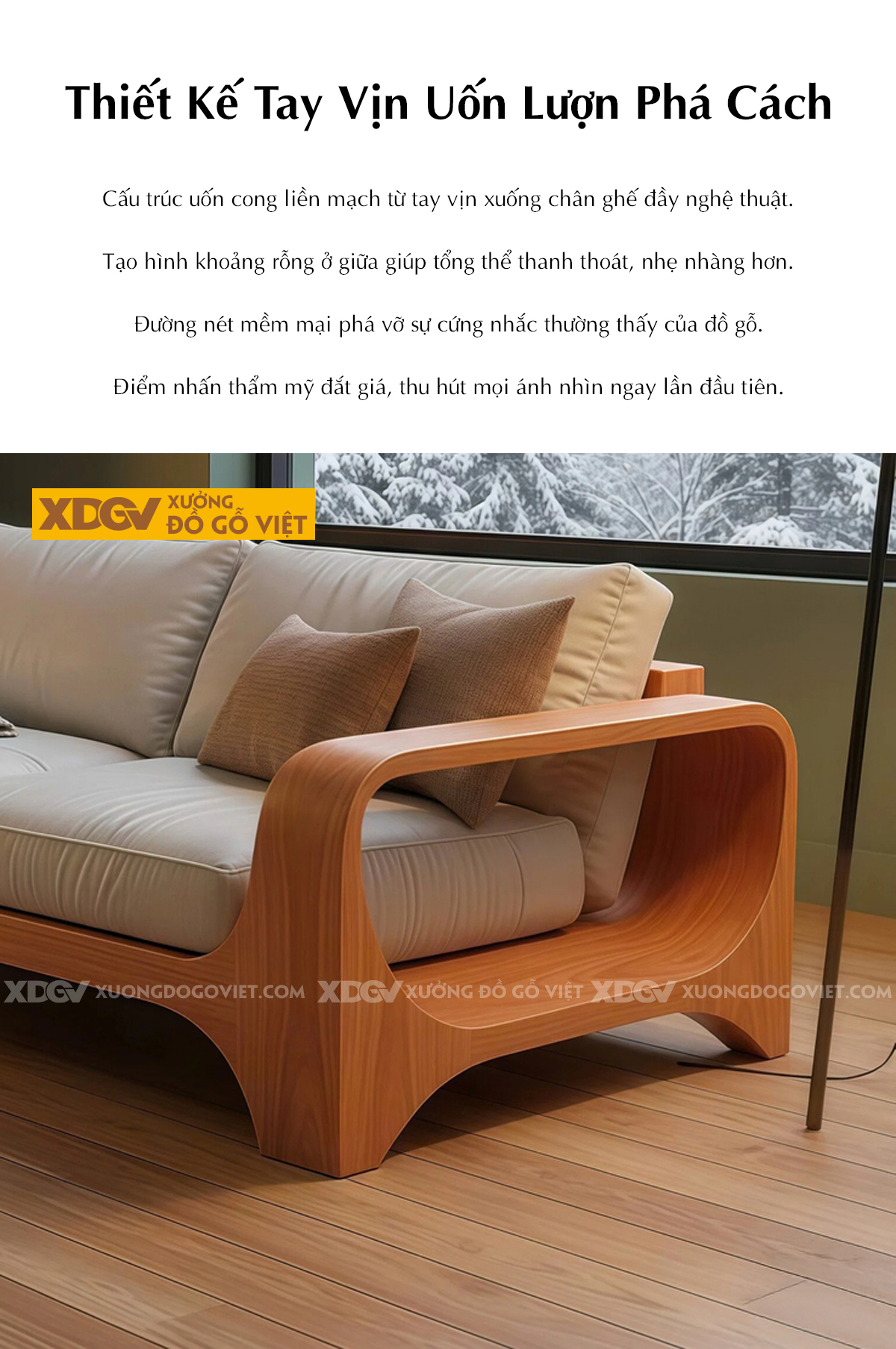 Mẫu Ghế Sofa Gỗ Gõ Đỏ Khung Gỗ Bo Tròn Chân Vòm Tay Chữ C