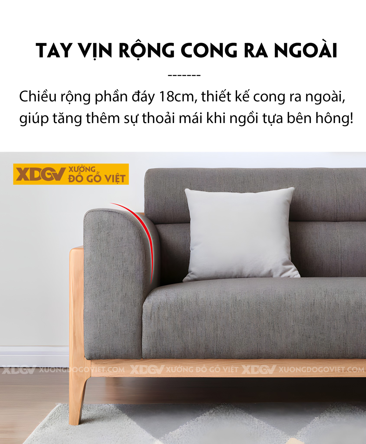 Mẫu Ghế Sofa Gỗ Sồi Thịt Dáng Thấp Bọc Nệm Dày Chất Lượng