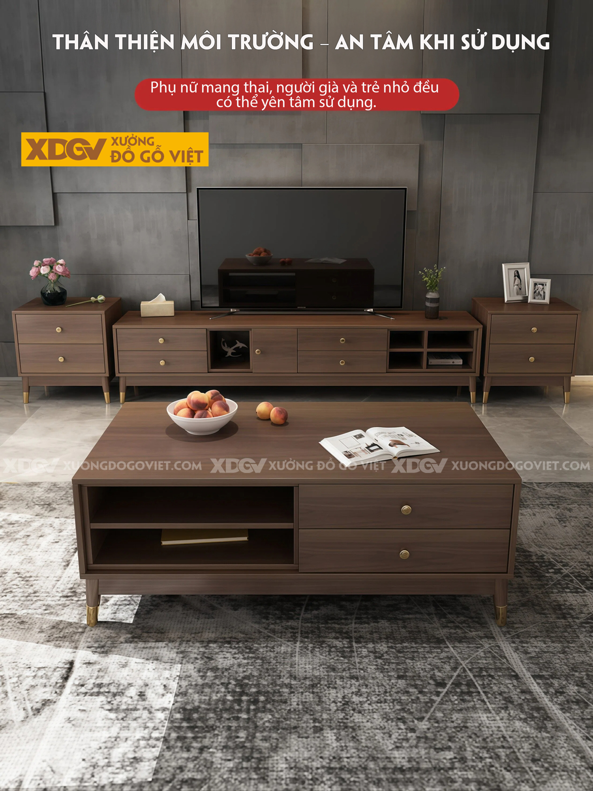 Mẫu Kệ Để Tivi Gỗ MDF Chân Cao Nhấn Kim Loại Đa Ngăn Lưu Trữ