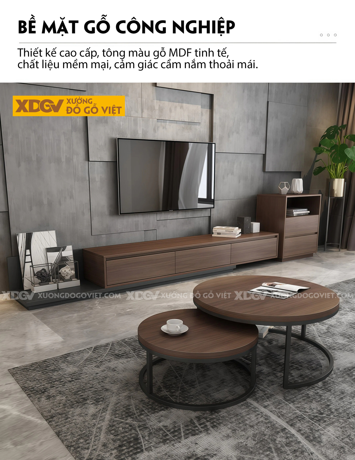 Mẫu Kệ Để Tivi Gỗ MDF Chân Cao Nhấn Kim Loại Đa Ngăn Lưu Trữ