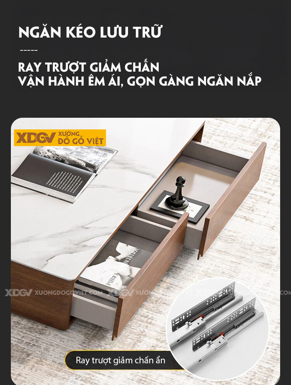 Mẫu Kệ Để Tivi Gỗ MDF Mặt Đá Vân Mây Dáng Thấp Sang Trọng