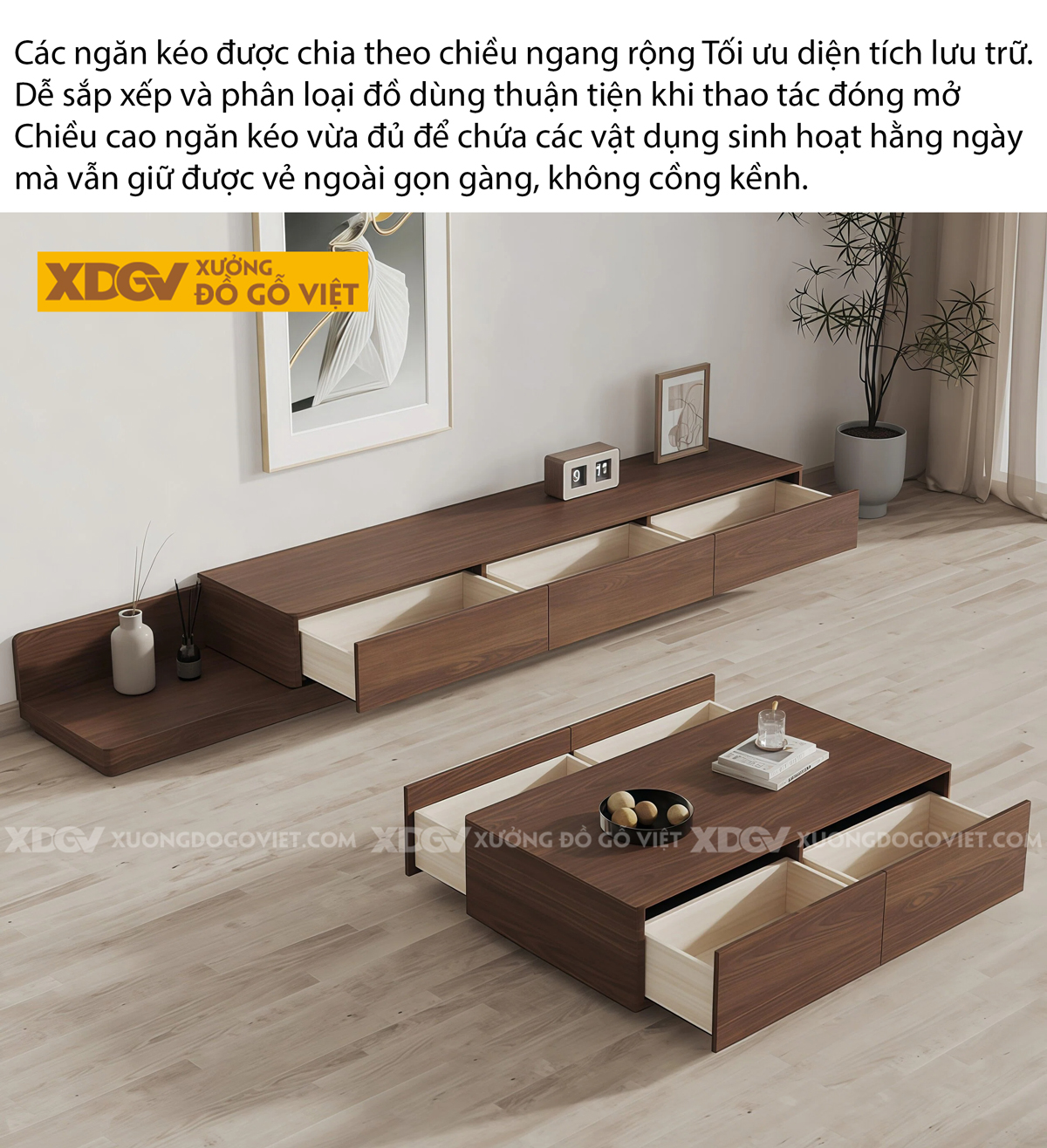 Mẫu Kệ Để Tivi Gỗ MDF Thiết Kế Bề Mặt Phẳng Mịn Tay Nắm Âm
