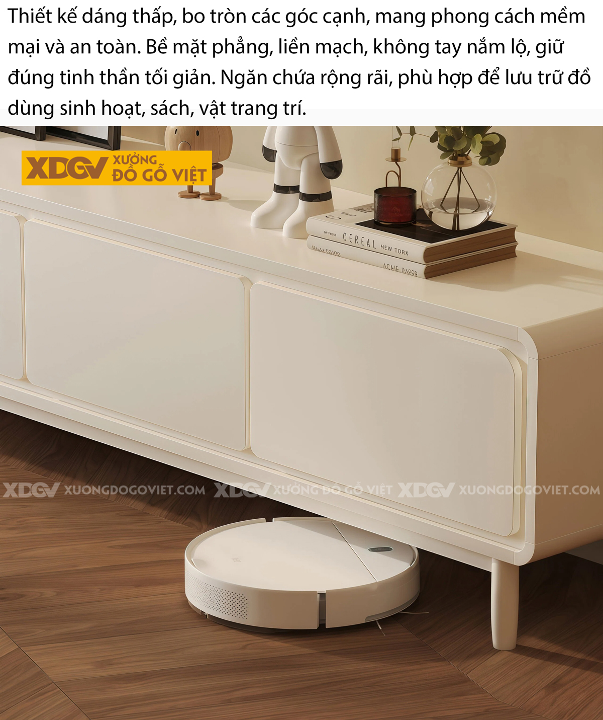 Mẫu Kệ Để Tivi Phòng Khách Gỗ Cao Su Tối Giản Bo Góc Mềm Mại