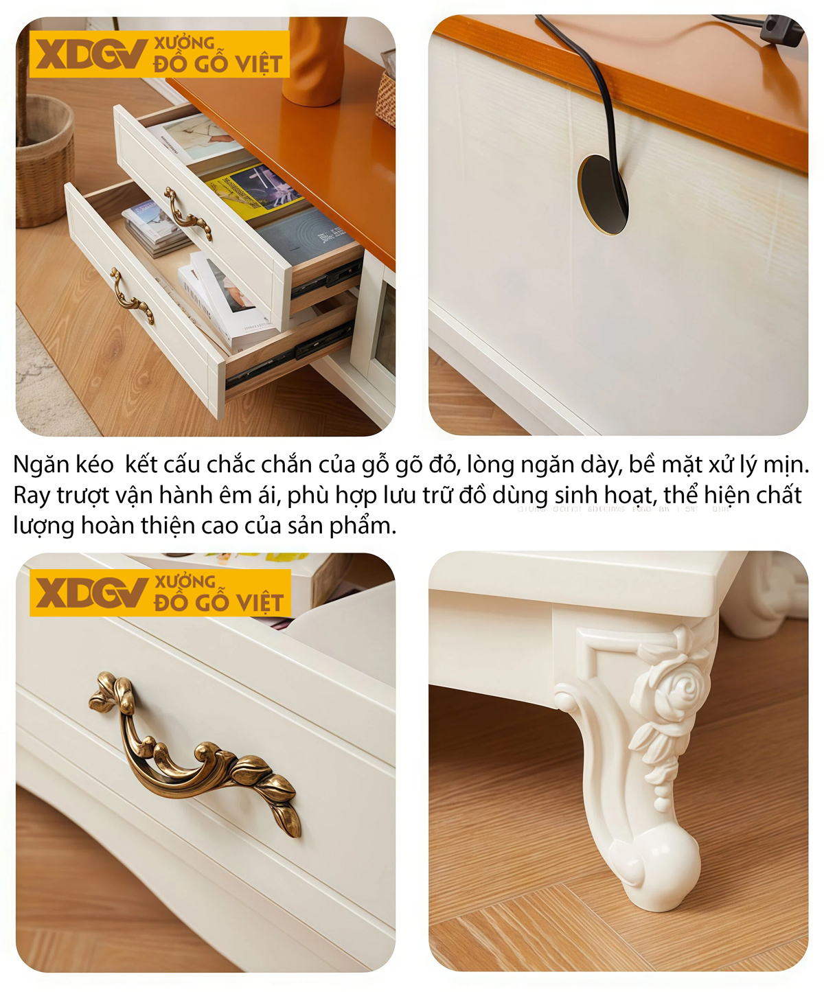 Mẫu Kệ Để Tivi Phòng Khách Gỗ Gõ Đỏ Tân Cổ Điển Hoàng Gia