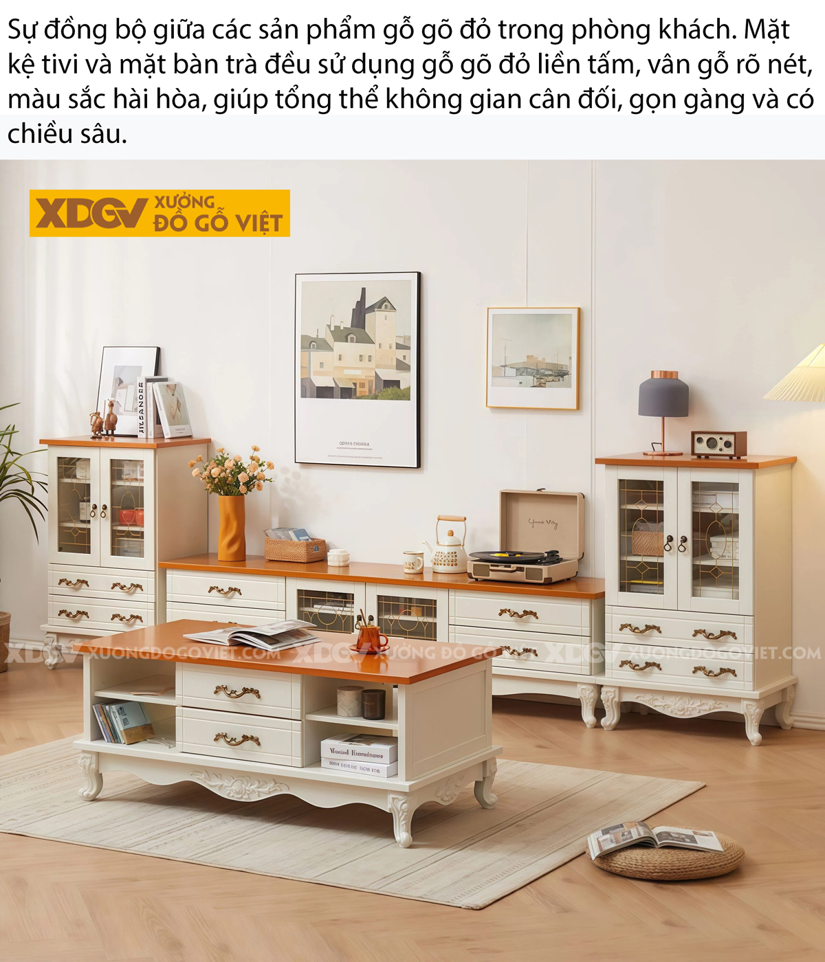 Mẫu Kệ Để Tivi Phòng Khách Gỗ Gõ Đỏ Tân Cổ Điển Hoàng Gia