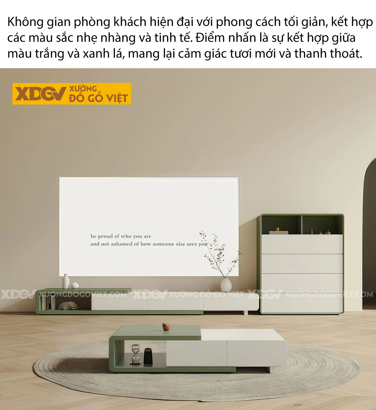 Mẫu Kệ Để Tivi Phòng Khách Gỗ MDF Bo Cạnh Tinh Tế Mềm Mại