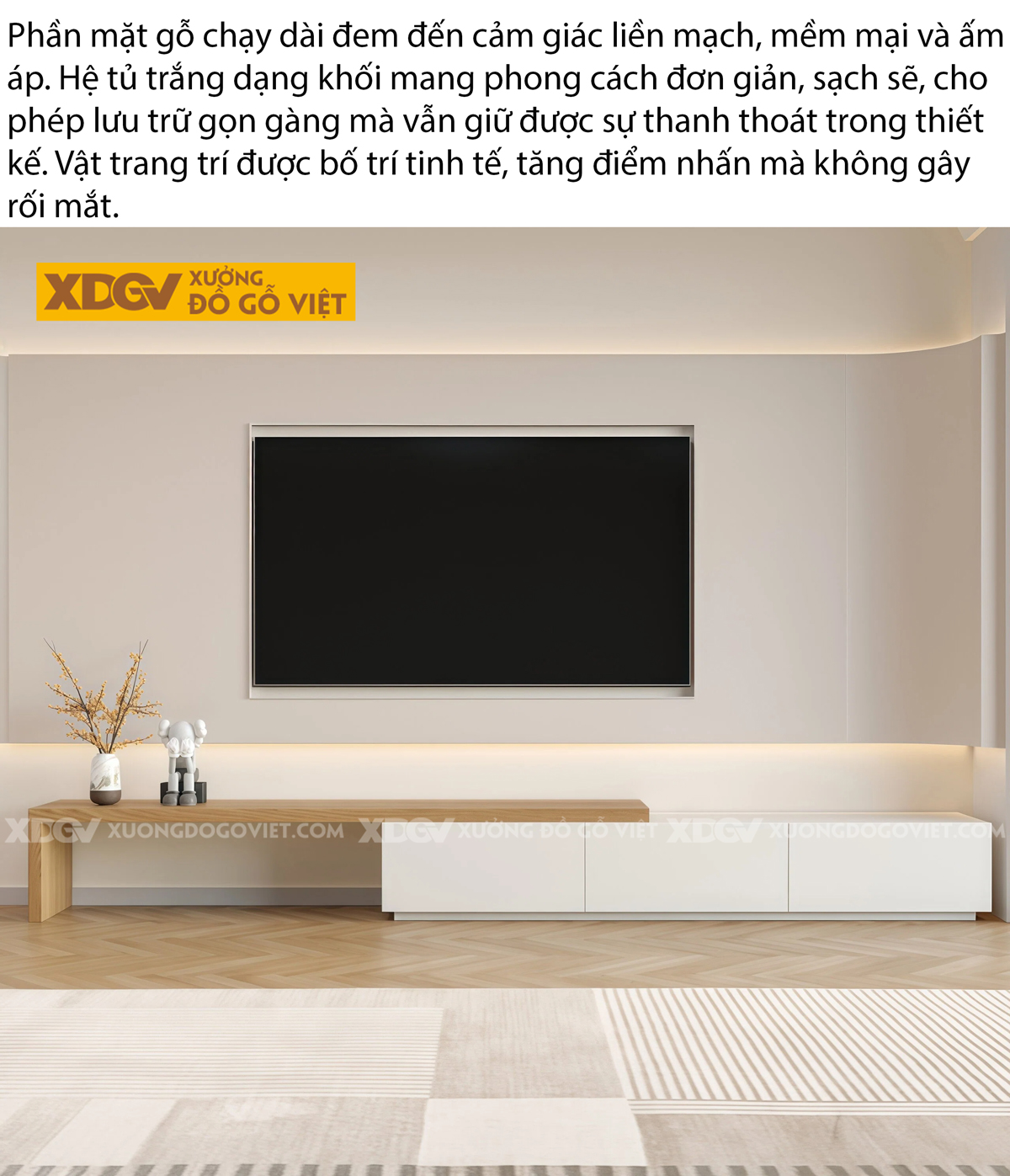 Mẫu Kệ Để Tivi Phòng Khách Gỗ MDF Cấu Trúc Xếp Lớp Hiện Đại