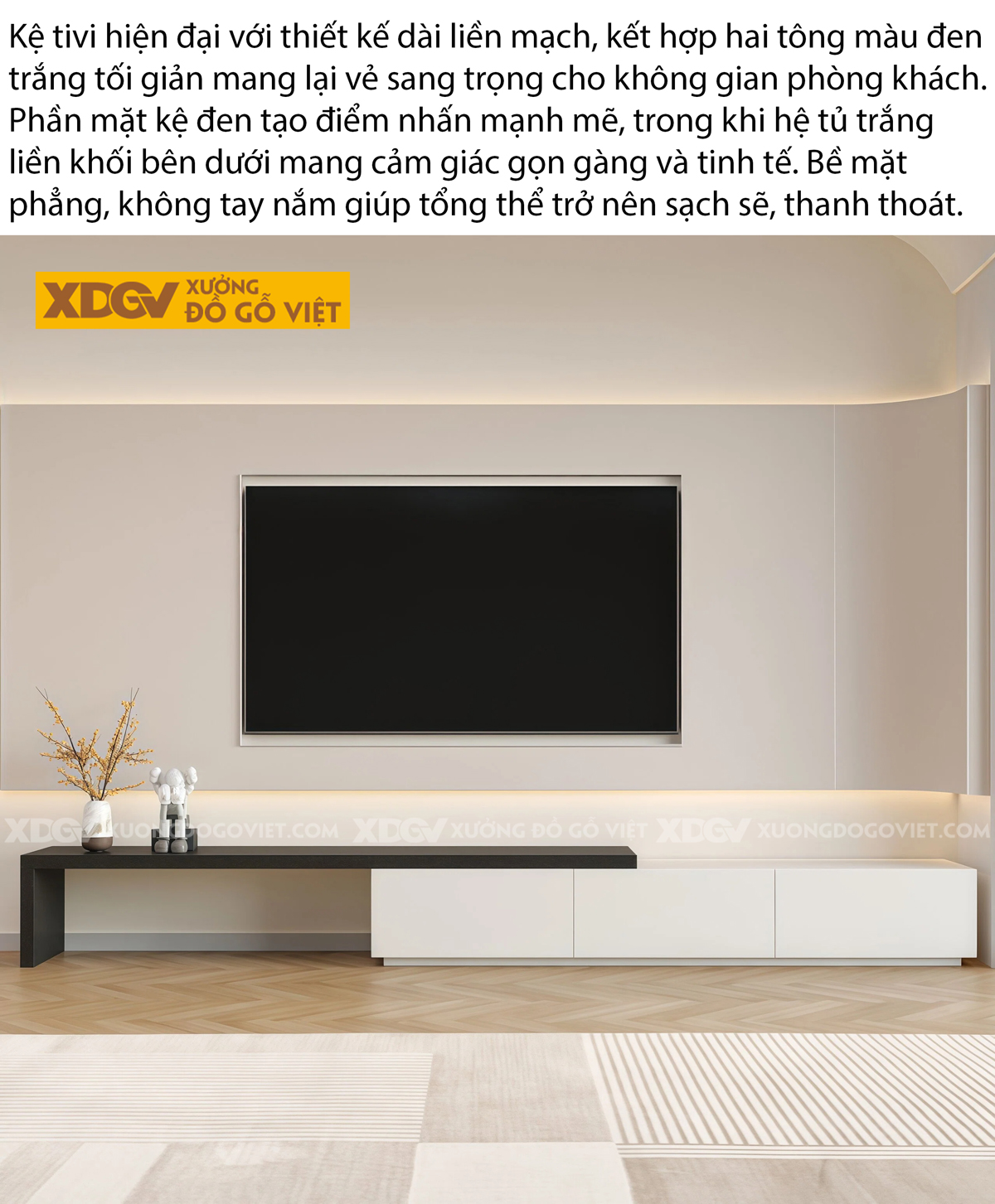 Mẫu Kệ Để Tivi Phòng Khách Gỗ MDF Cấu Trúc Xếp Lớp Hiện Đại