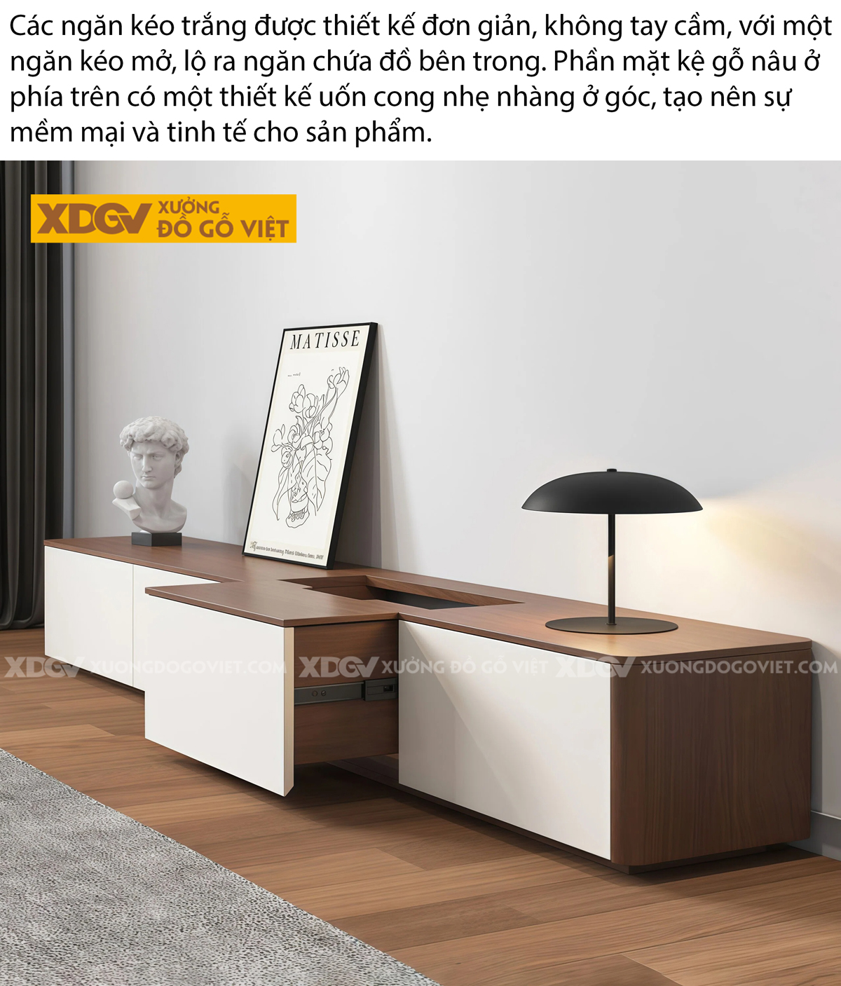 Mẫu Kệ Để Tivi Phòng Khách Gỗ MDF Cơ Chế Mở Rộng Linh Hoạt