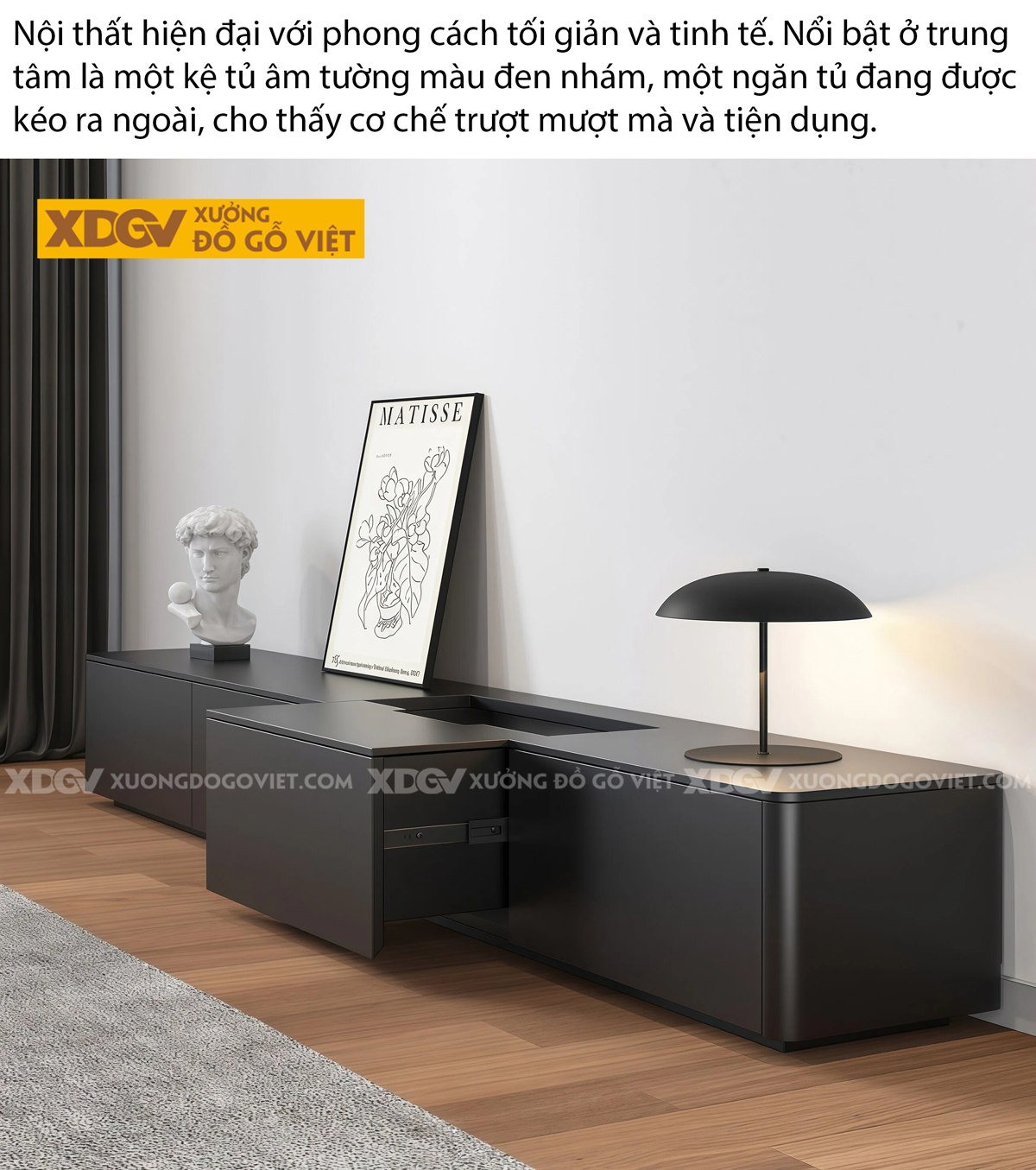 Mẫu Kệ Để Tivi Phòng Khách Gỗ MDF Cơ Chế Mở Rộng Linh Hoạt