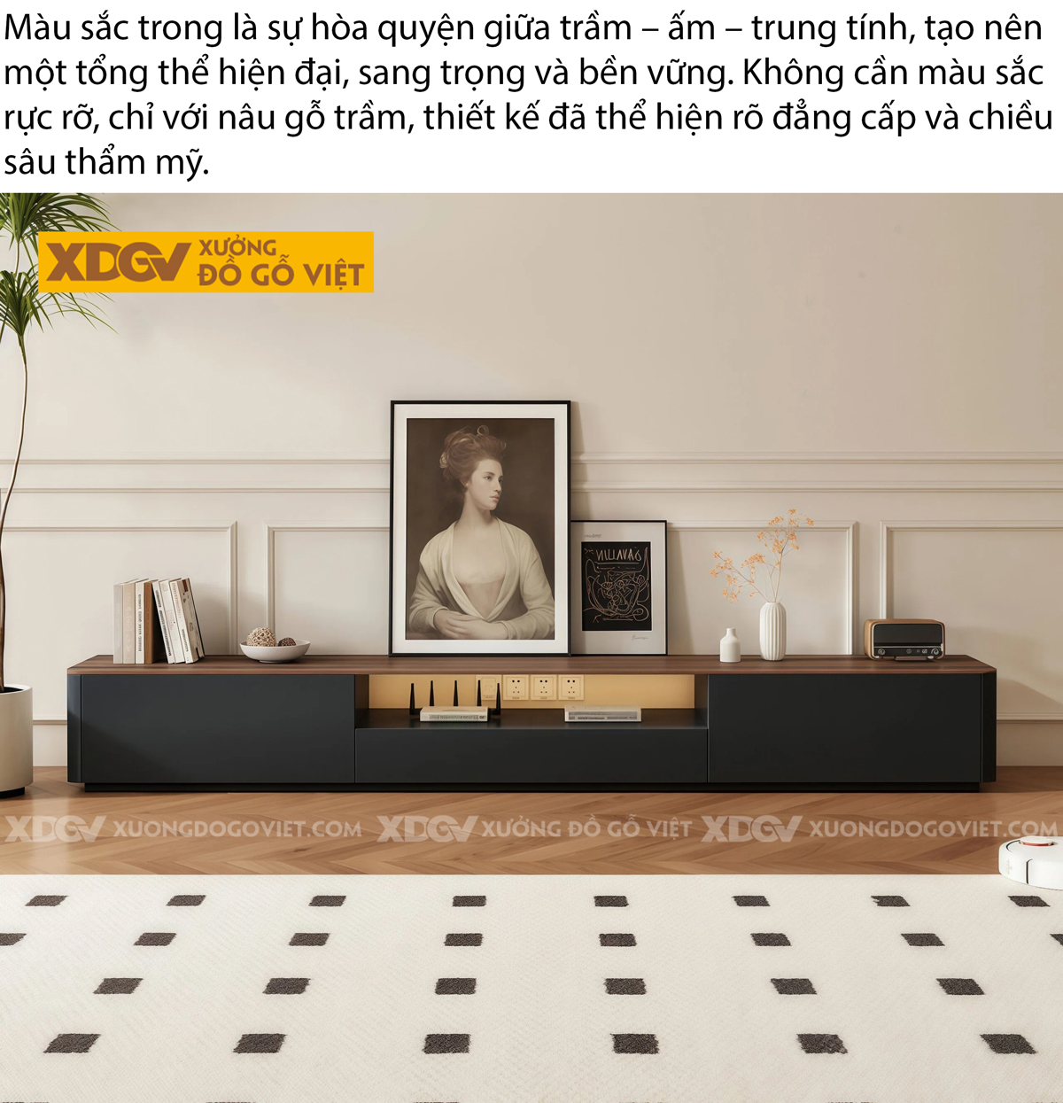 Mẫu Kệ Để Tivi Phòng Khách Gỗ MDF Thiết Kế Lệch Tầng Độc Đáo