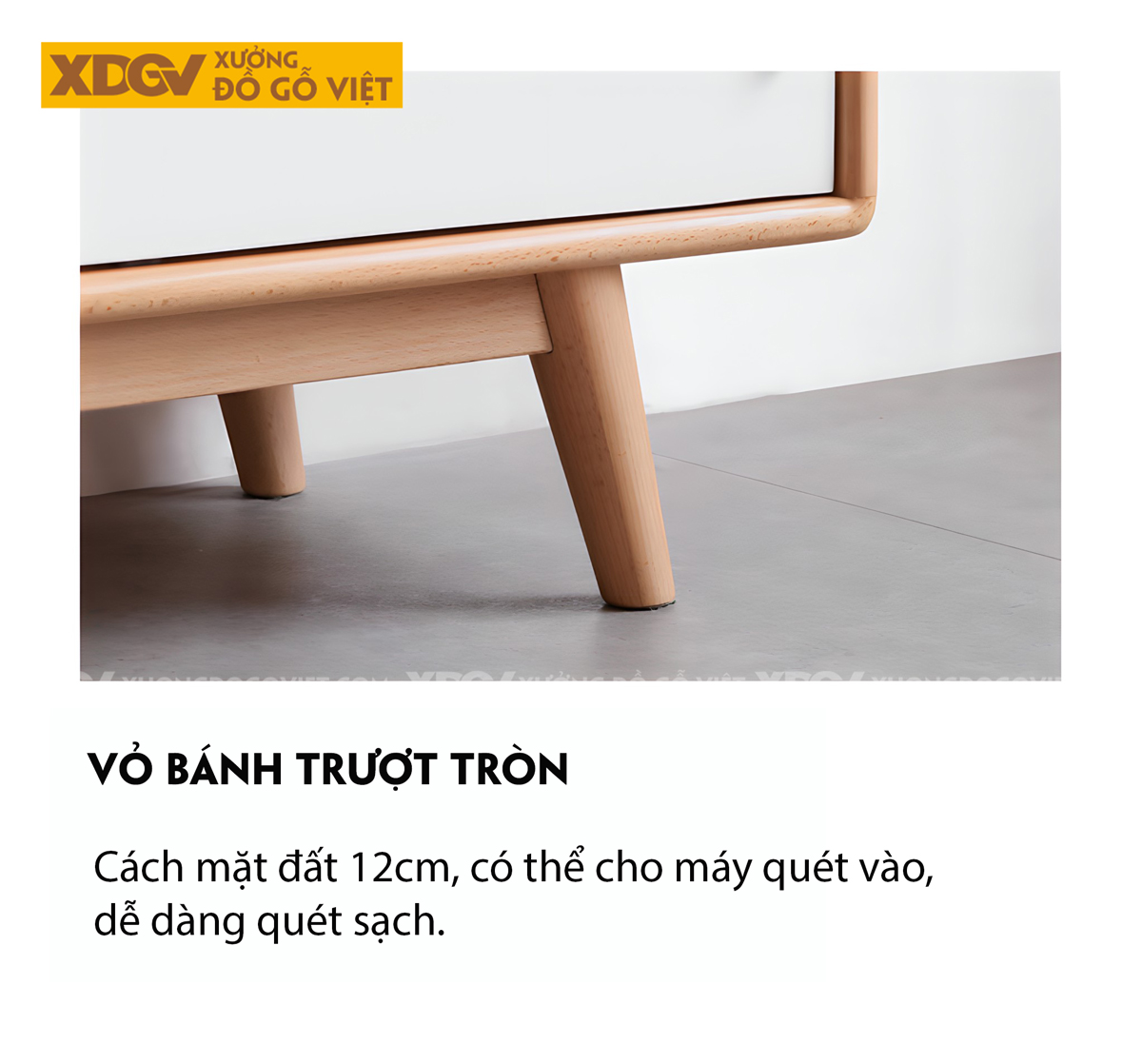 Mẫu Kệ Để Tivi Sồi Mỹ 2 Cánh Trượt Màu Trắng Tay Nắm Gỗ