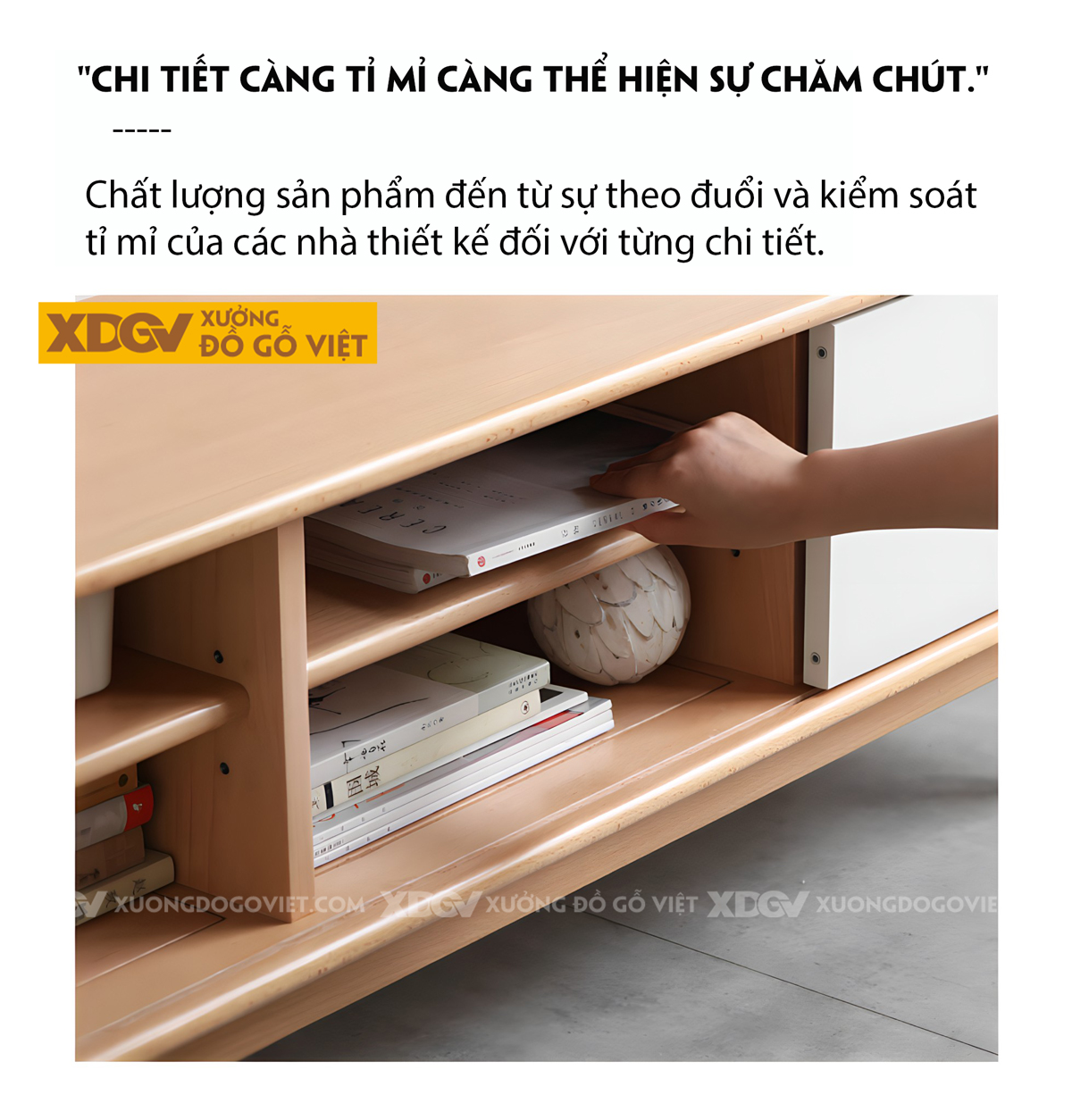 Mẫu Kệ Để Tivi Sồi Mỹ 2 Cánh Trượt Màu Trắng Tay Nắm Gỗ