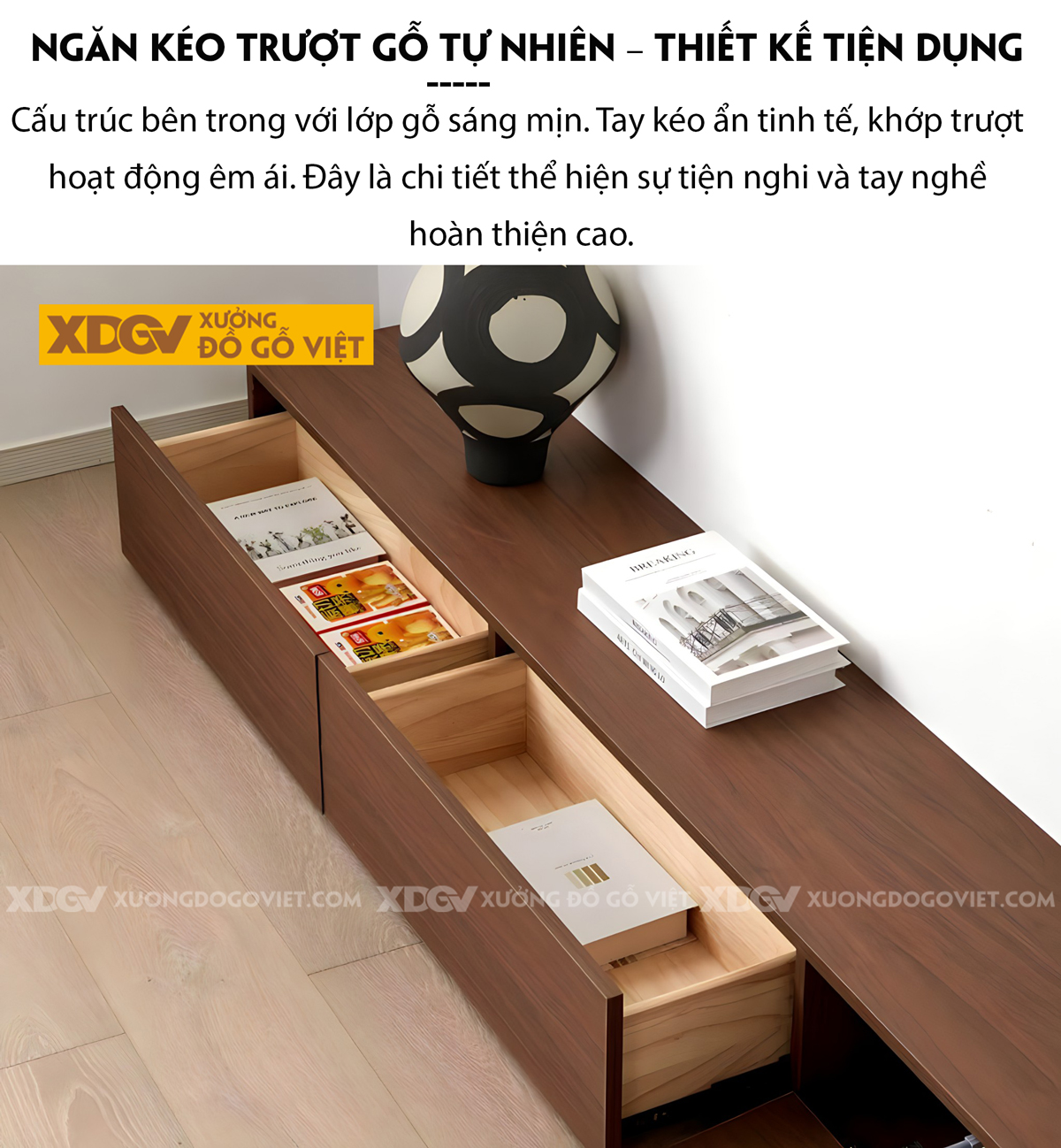 Mẫu Kệ Để Tivi Veneer Sồi Dáng Siêu Thấp Tối Giản Hiện Đại