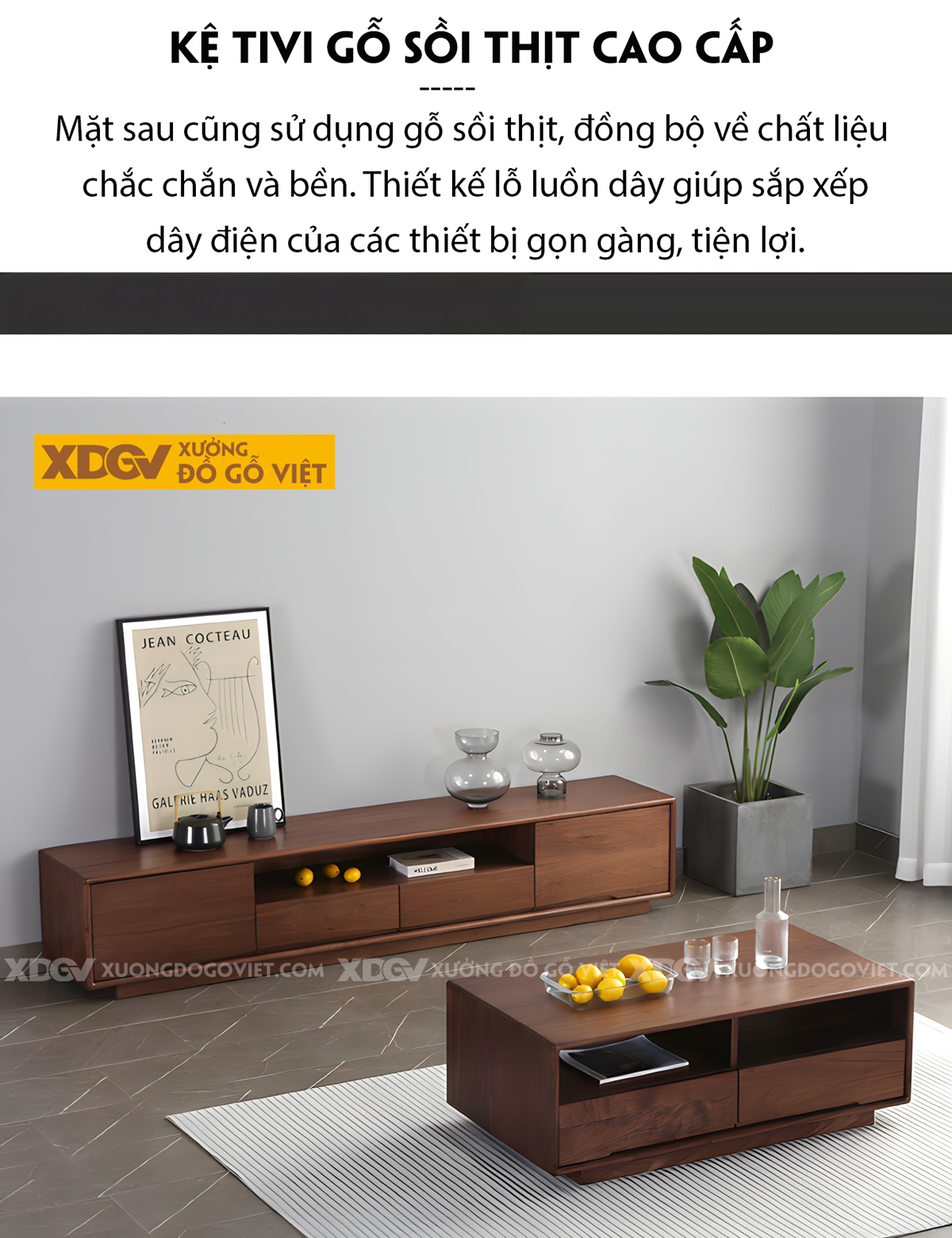 Mẫu Kệ Tivi Bệt Phòng Khách Gỗ Sồi Mỹ Tay Âm Mở Dưới