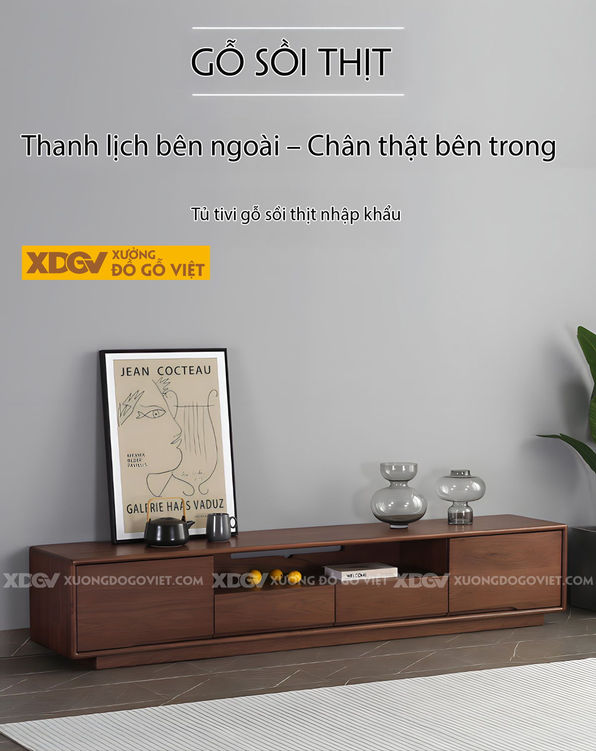 Mẫu Kệ Tivi Bệt Phòng Khách Gỗ Sồi Mỹ Tay Âm Mở Dưới