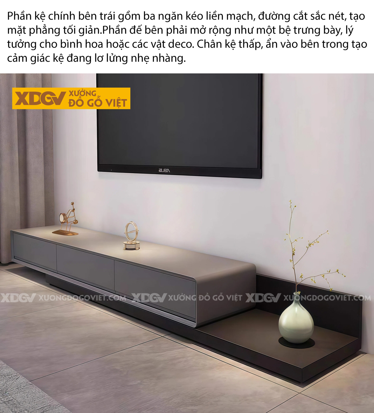 Mẫu Kệ Tivi Gỗ Công Nghiêp Thiết Kế Bố Cục Kéo Trượt Độc Đáo