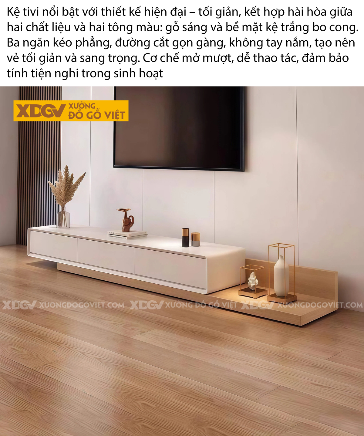 Mẫu Kệ Tivi Gỗ Công Nghiêp Thiết Kế Bố Cục Kéo Trượt Độc Đáo