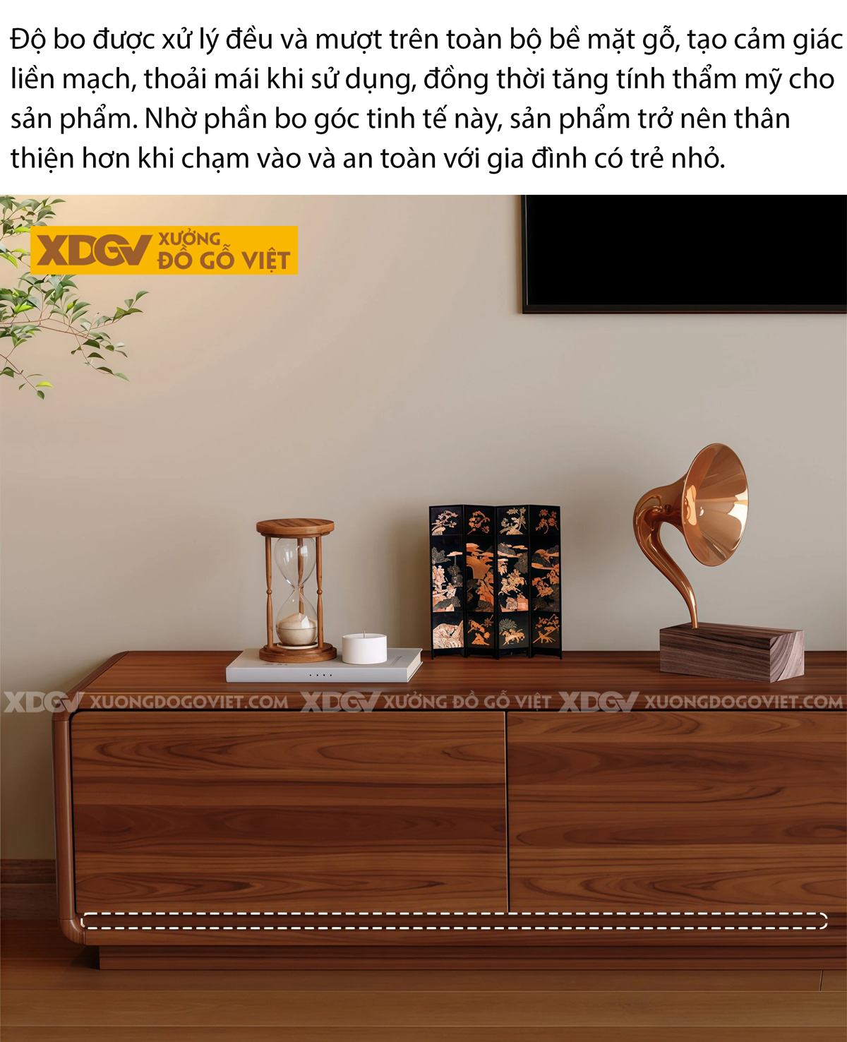 Mẫu Kệ Tivi Gỗ Óc Chó Thiết Kế Góc Bo An Toàn Tối Ưu Lưu Trữ