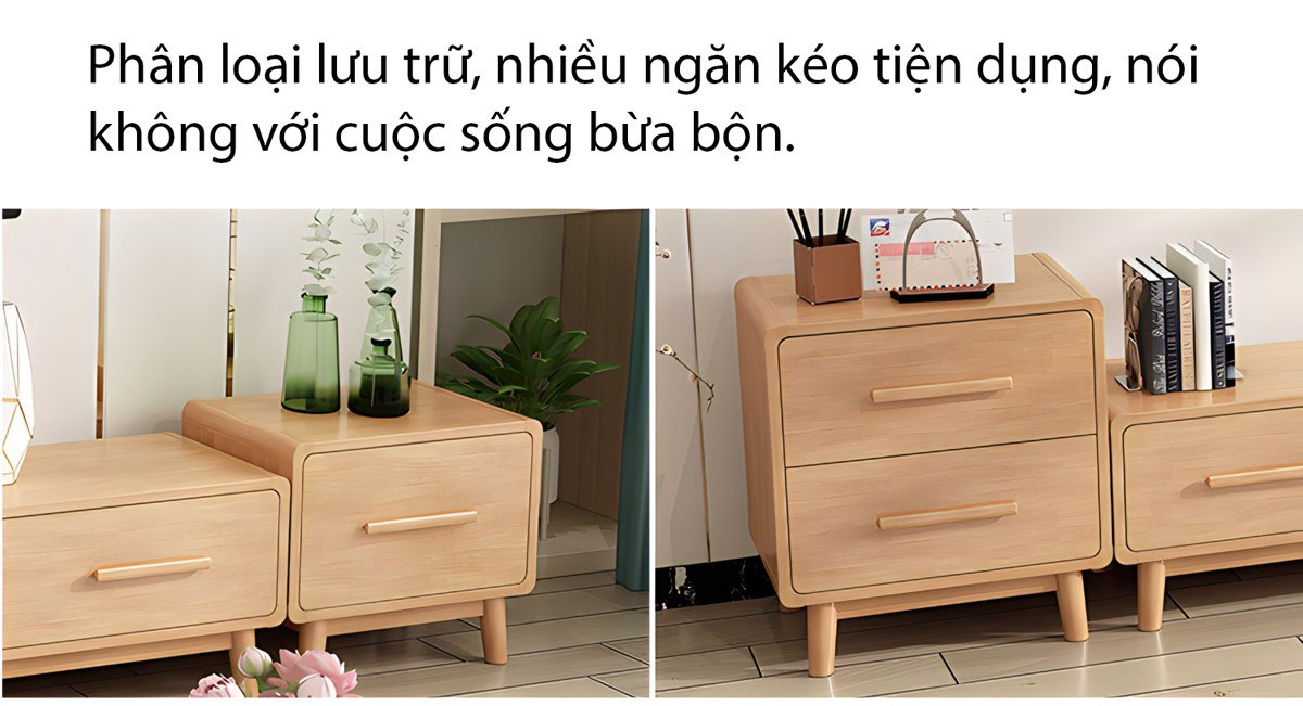Mẫu Kệ Tivi Gỗ Sồi Kết Hợp Tủ 2 Bên Đối Xứng Bo Góc Đẹp