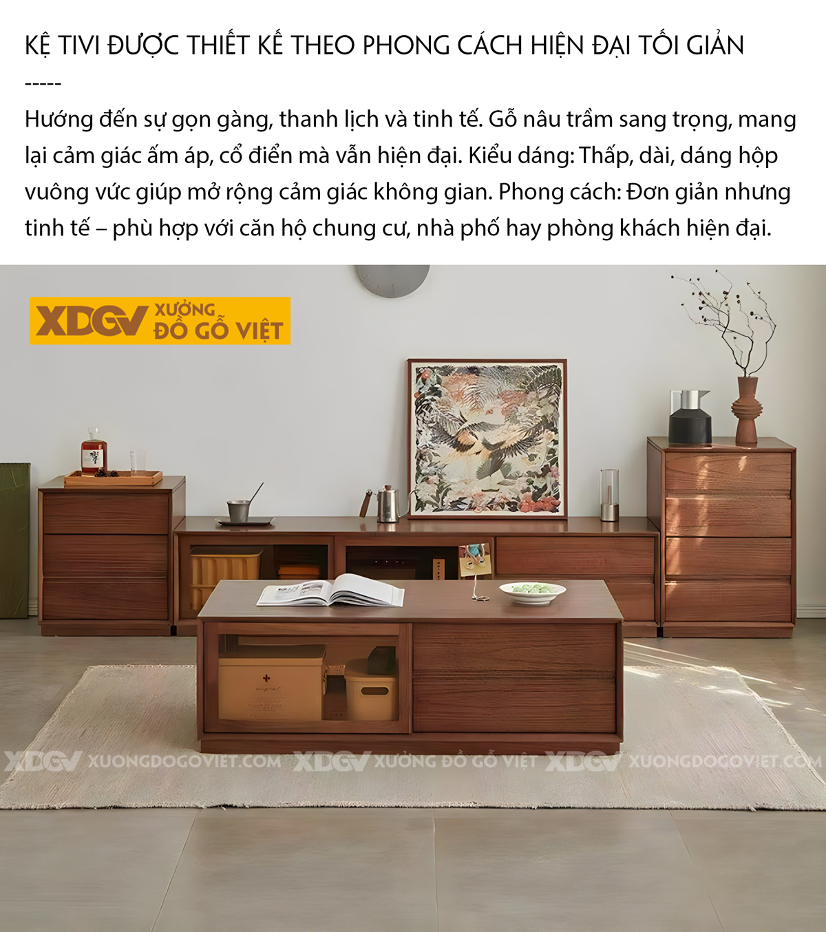 Mẫu Kệ Tivi Gỗ Sồi Mỹ Góc Vuông Cánh Trượt Kính Màu Trà