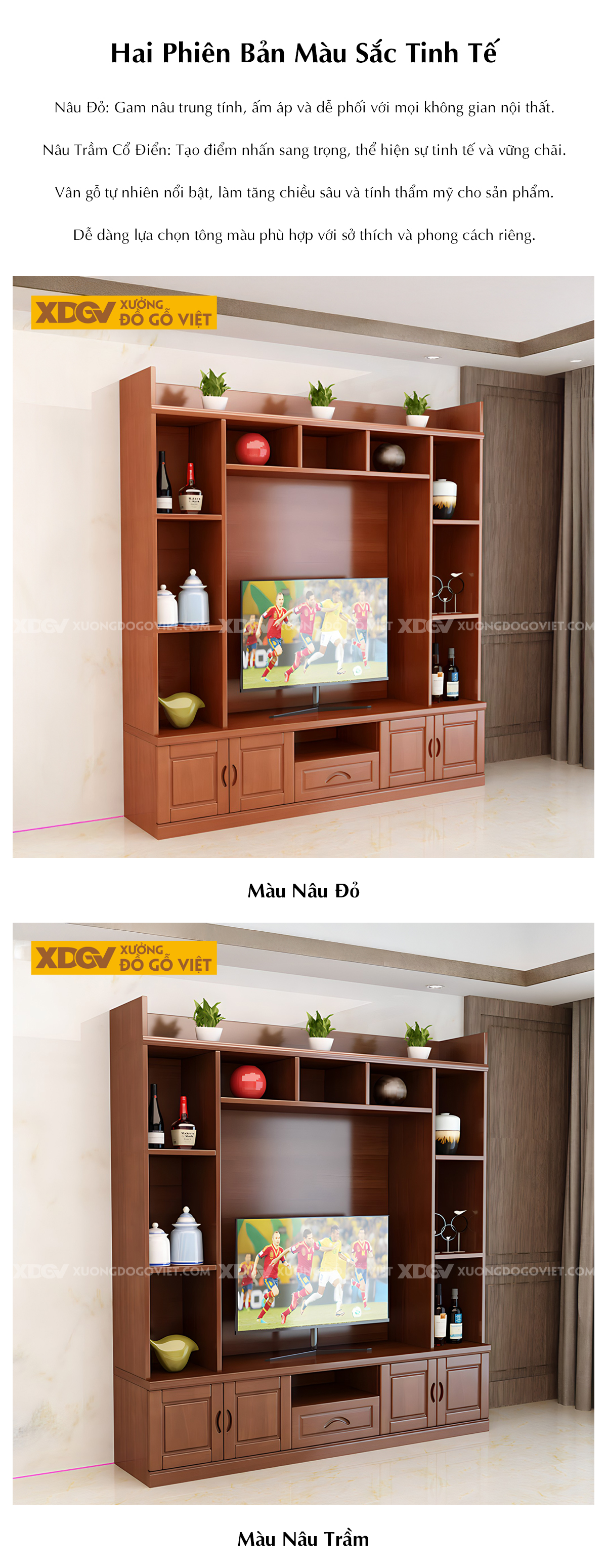 Mẫu Kệ Tivi Gỗ Sồi Mỹ Kết Hợp Tủ Nhiều Hộc Đựng Và Kệ Trên