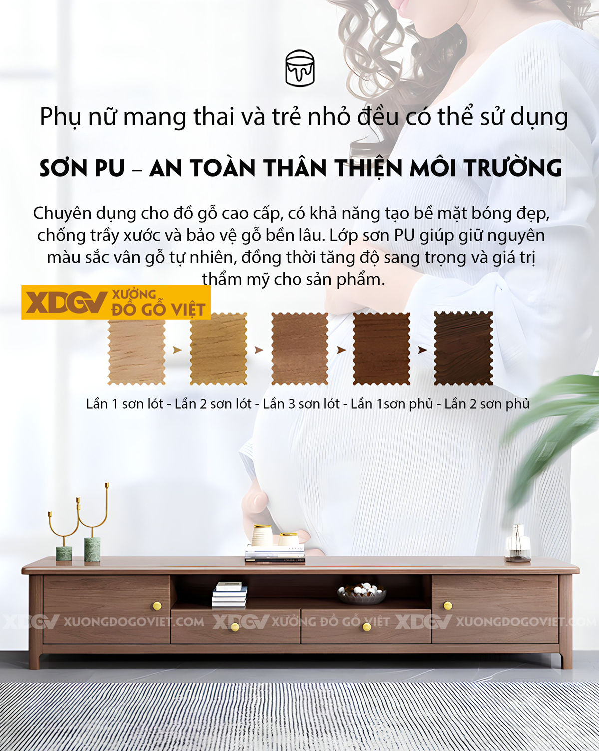 Mẫu Kệ Tivi Gỗ Sồi Mỹ Màu Óc Chó Hiện Đại Sang Trọng