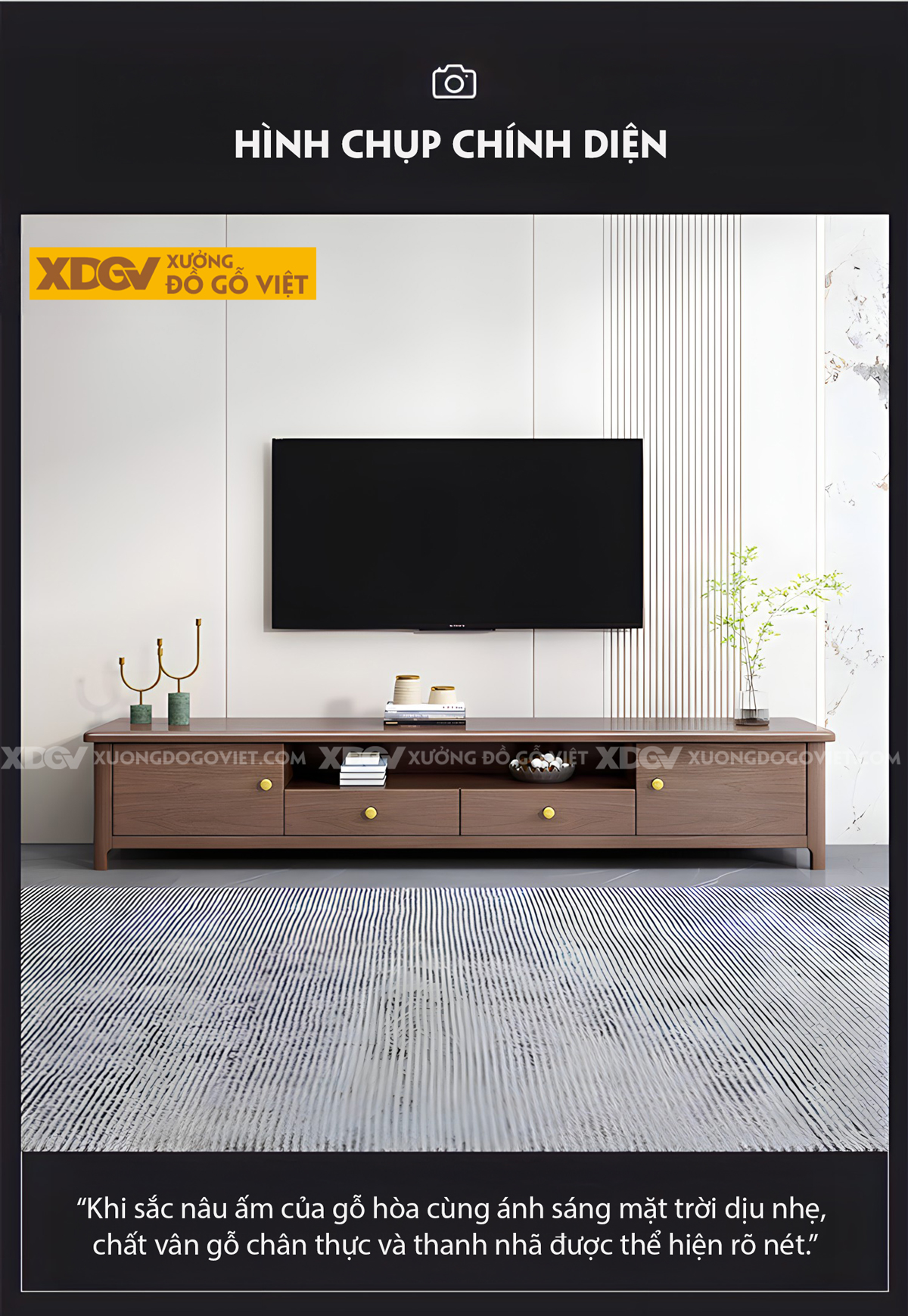 Mẫu Kệ Tivi Gỗ Sồi Mỹ Màu Óc Chó Hiện Đại Sang Trọng