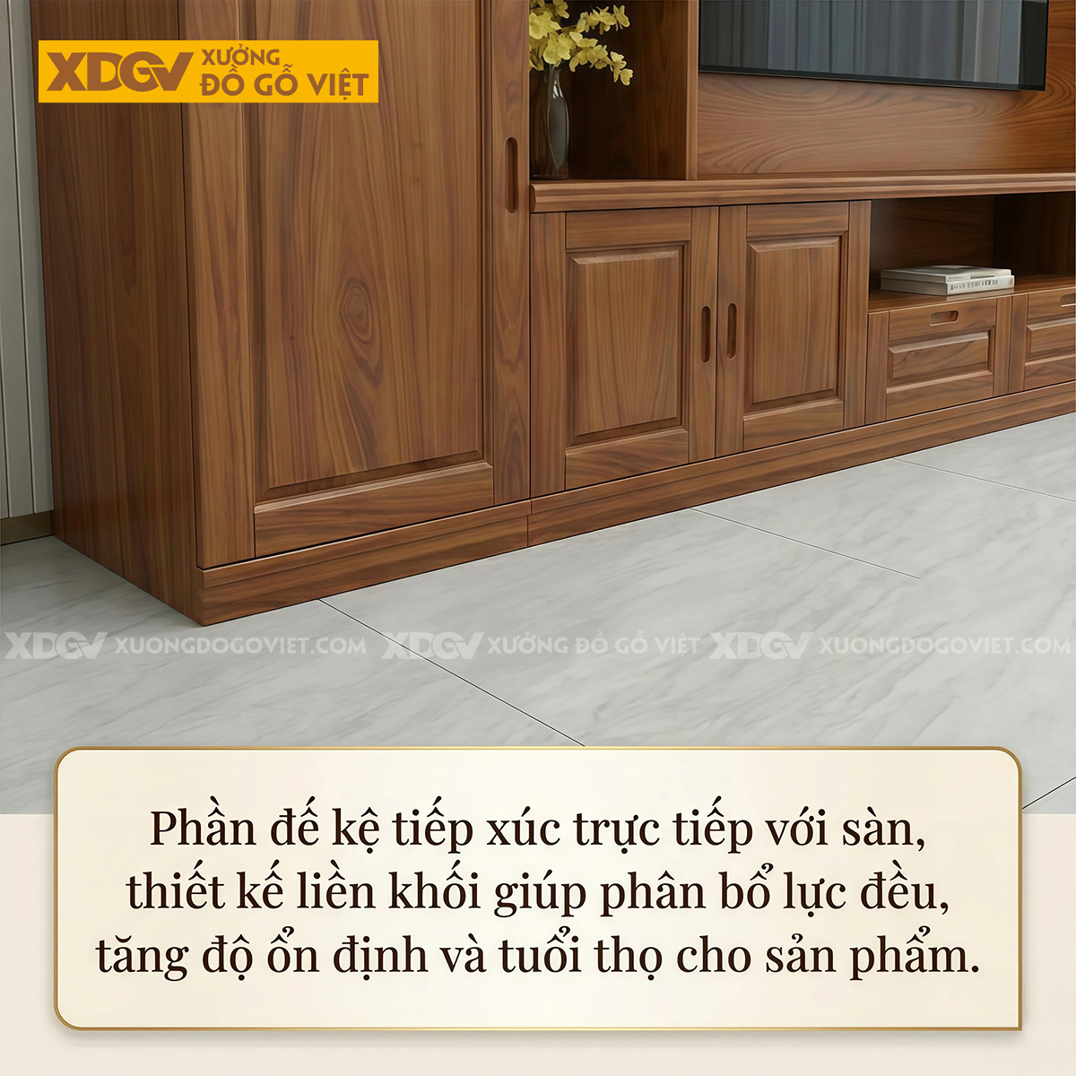 Mẫu Kệ Tivi Kèm Tủ Gỗ Gõ Đỏ Lưu Trữ Lớn Phối Tủ Cánh Kính