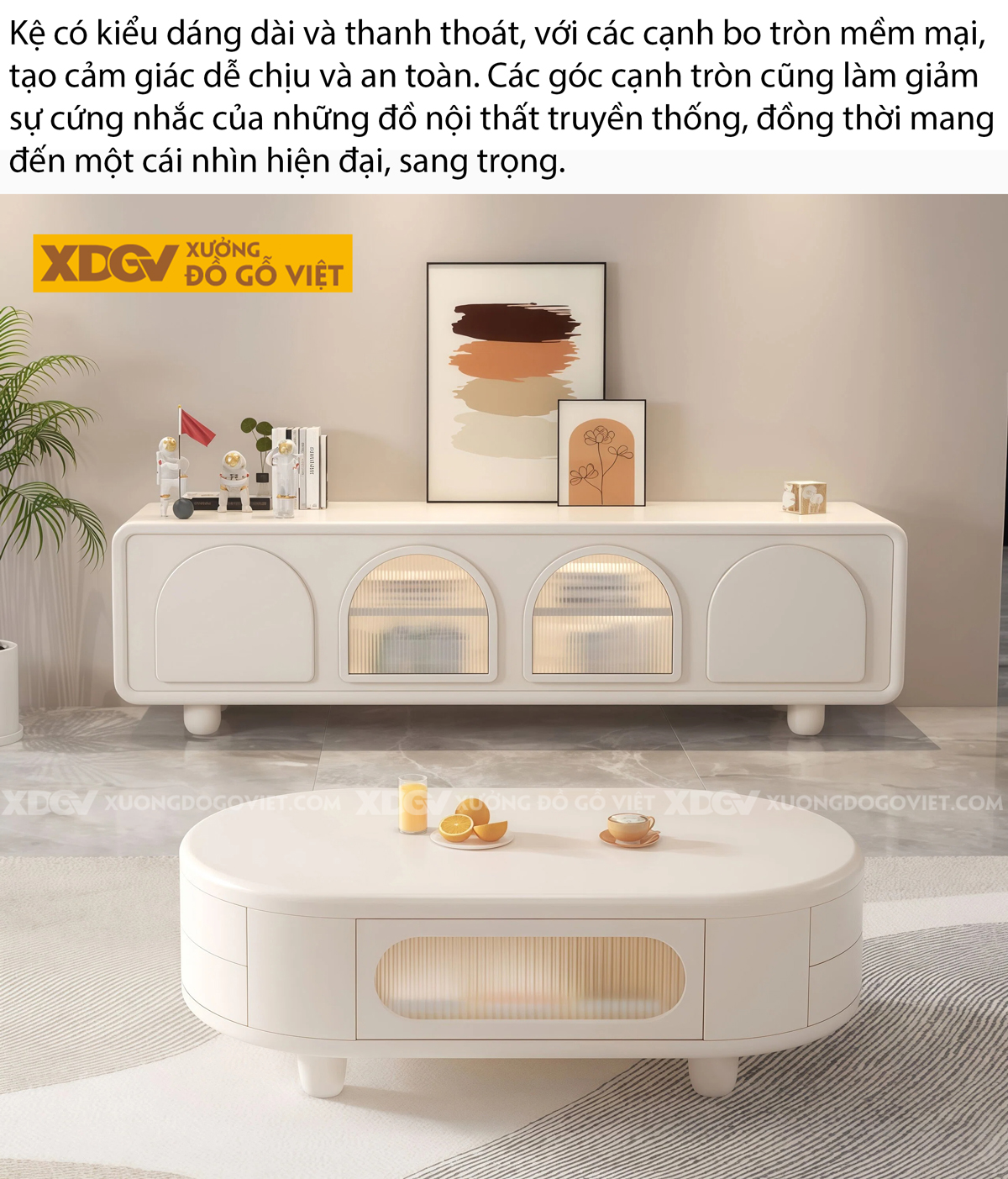 Mẫu Kệ Tivi Phòng Khách Gỗ Cao Su Hiện Đại Dáng Hộp Chân Cao