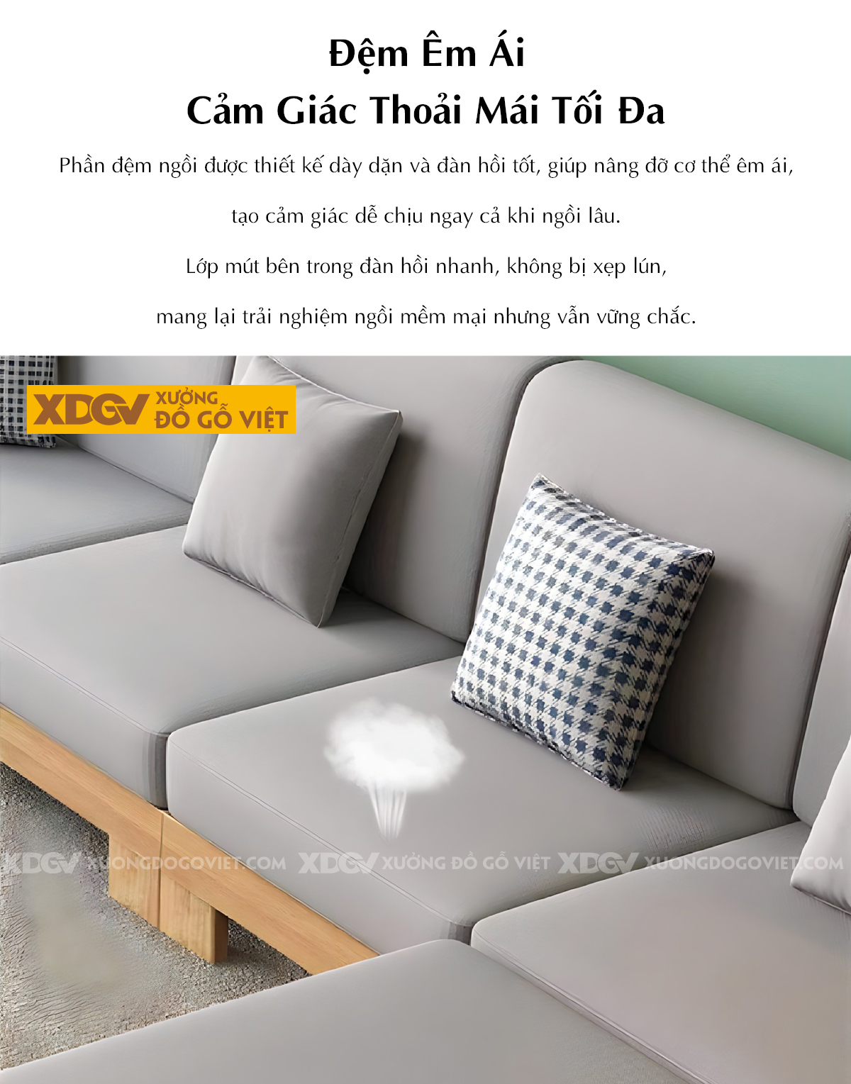 Mẫu Sofa Cao Su Phòng Khách Tay Thẳng Tích Hợp Hộc Đựng