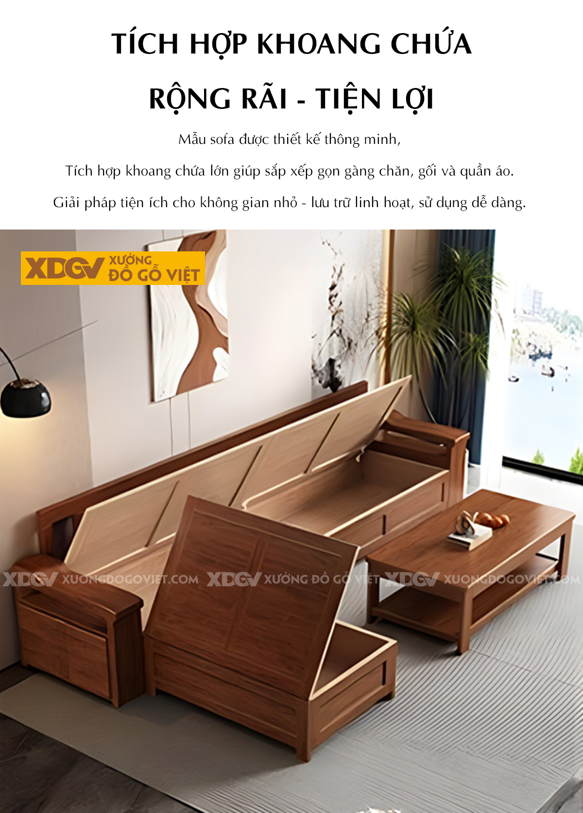 Mẫu Sofa Gỗ Căm Xe Hiện Đại Góc L Cho Không Gian Nhỏ