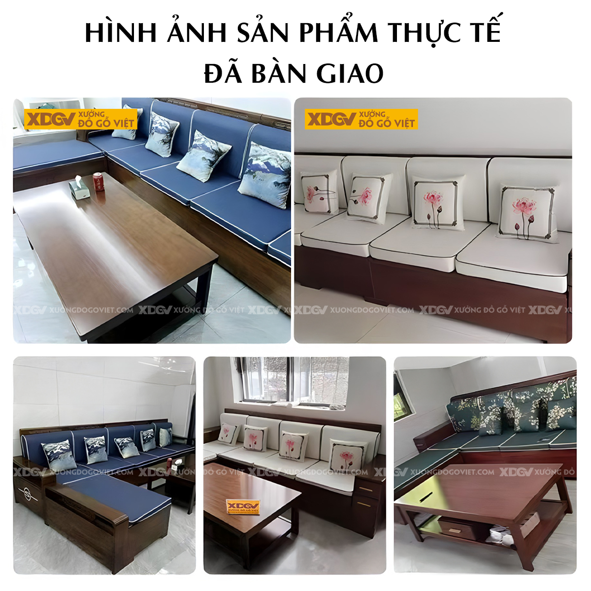 Mẫu Sofa Gỗ Căm Xe Hiện Đại Góc L Cho Không Gian Nhỏ