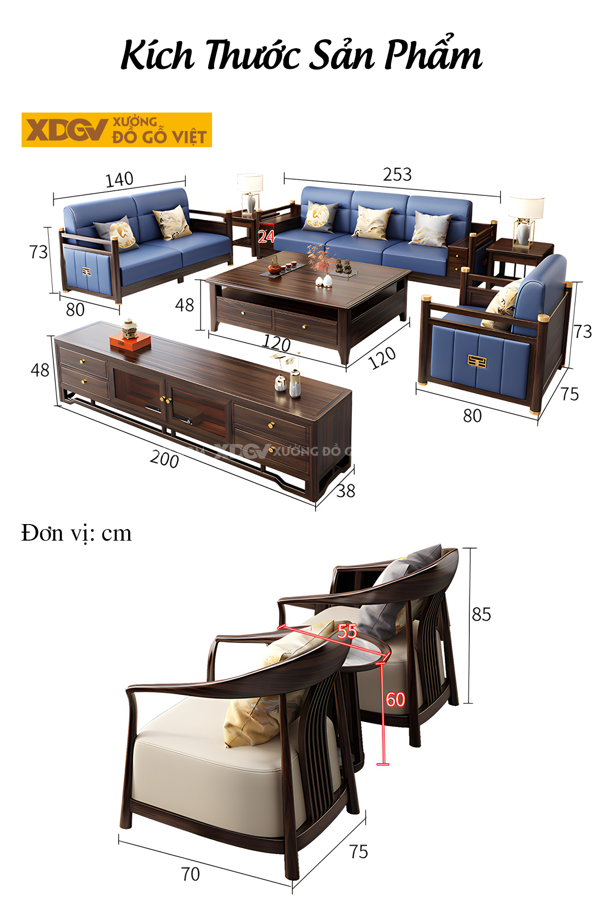 Mẫu Sofa Gỗ Lim Á Đông Chân Trụ Bọc Đồng Cánh Ốp Nệm 2 Bên