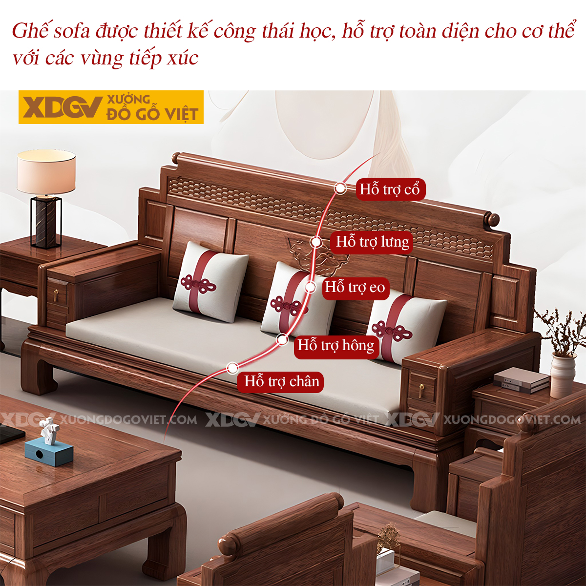 Mẫu Sofa Gỗ Lim Cổ Điển Tay Tựa Ngăn Kéo Chân Móng Ngựa