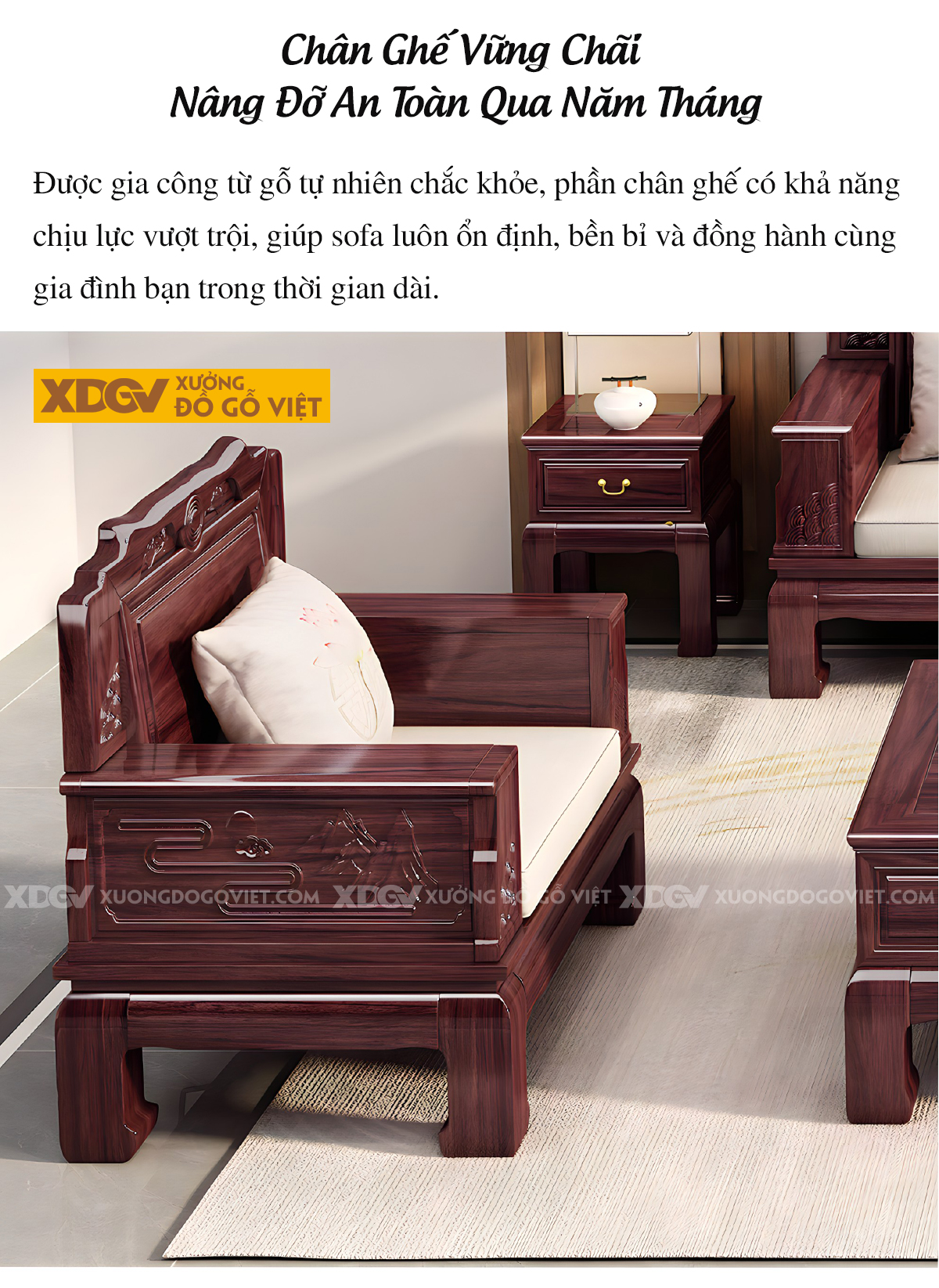 Mẫu Sofa Gỗ Lim Phòng Khách Chạm Khắc Tinh Tế Sang Trọng