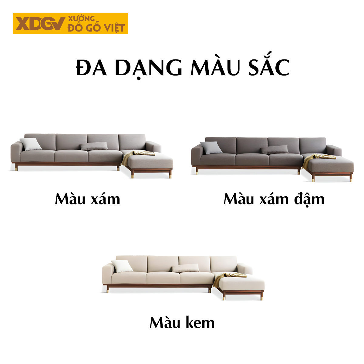 Mẫu Sofa Gỗ Sồi Phòng Khách Bọc Nệm Xám Dày Cao Cấp